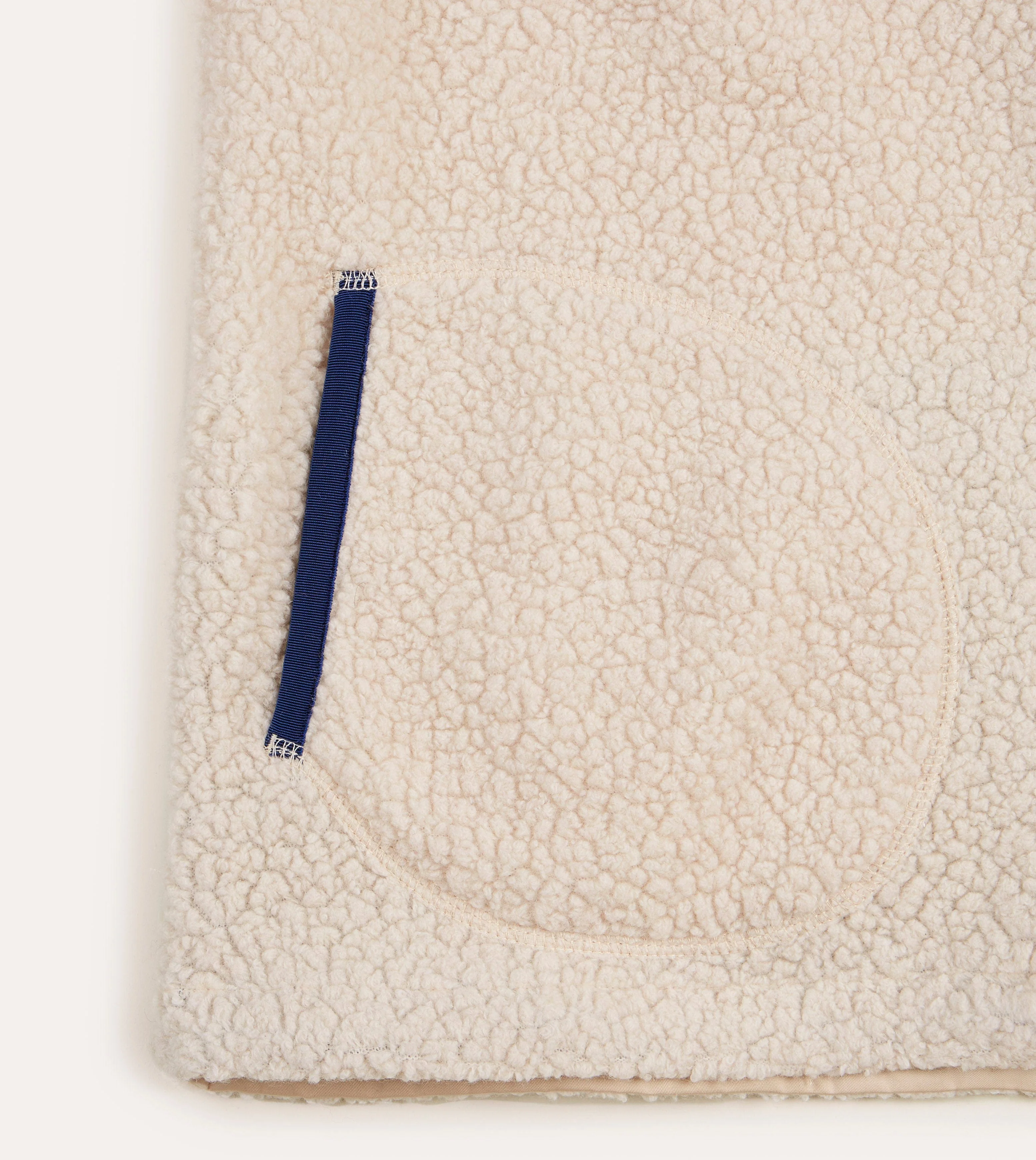 Ecru Boucle Wool Zip Fleece Vest - Image 4