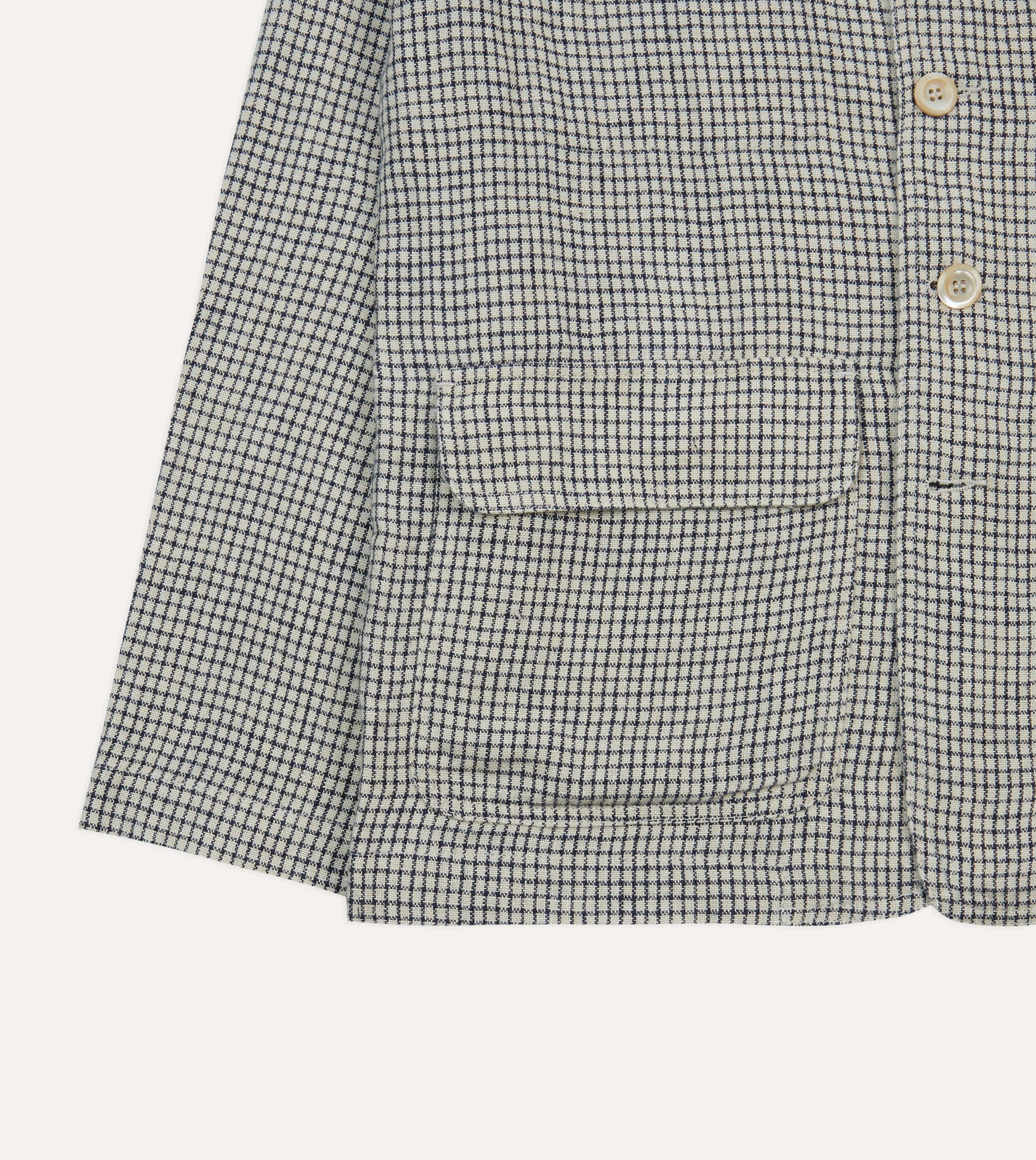 Ecru Check Linen Forestiere Jacket - Image 6