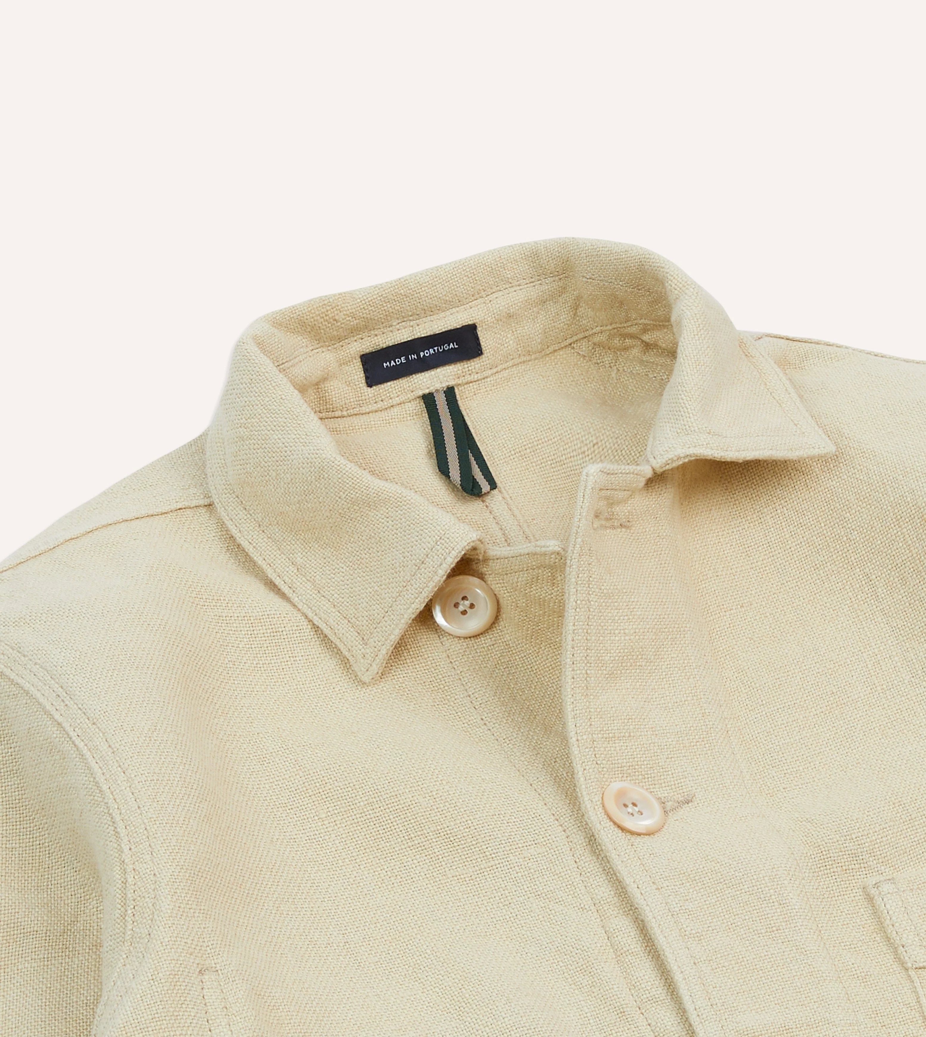 Ecru Linen Five-Pocket Chore Jacket - Image 3