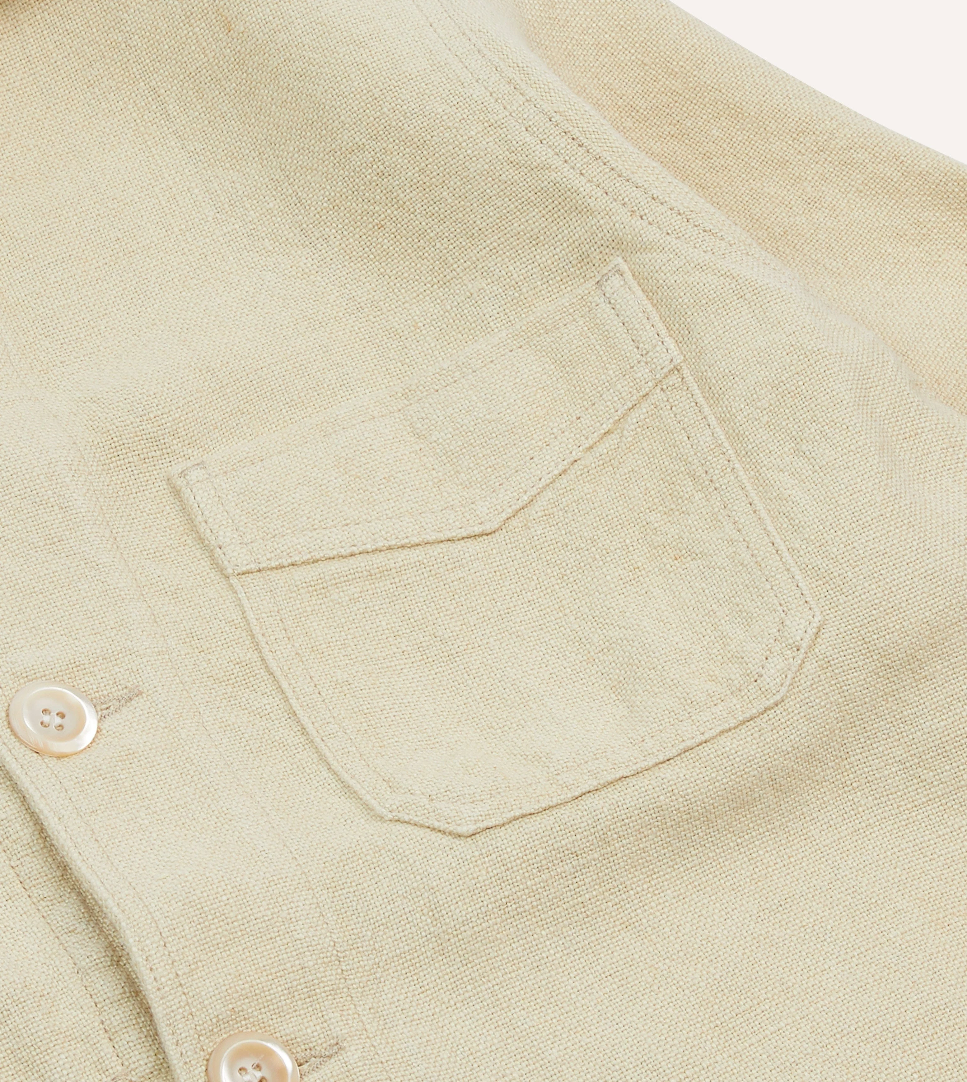 Ecru Linen Five-Pocket Chore Jacket - Image 4