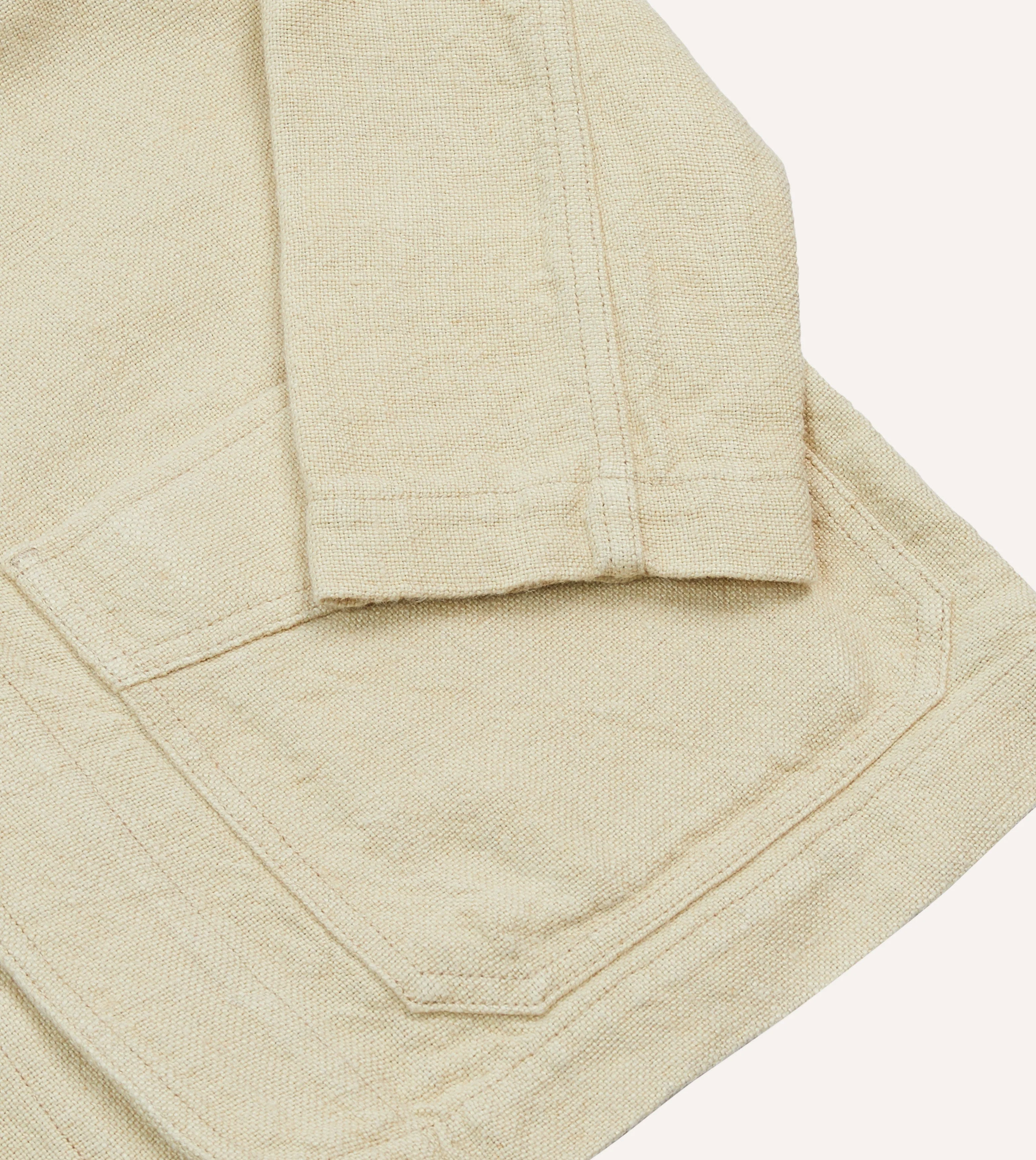 Ecru Linen Five-Pocket Chore Jacket - Image 5