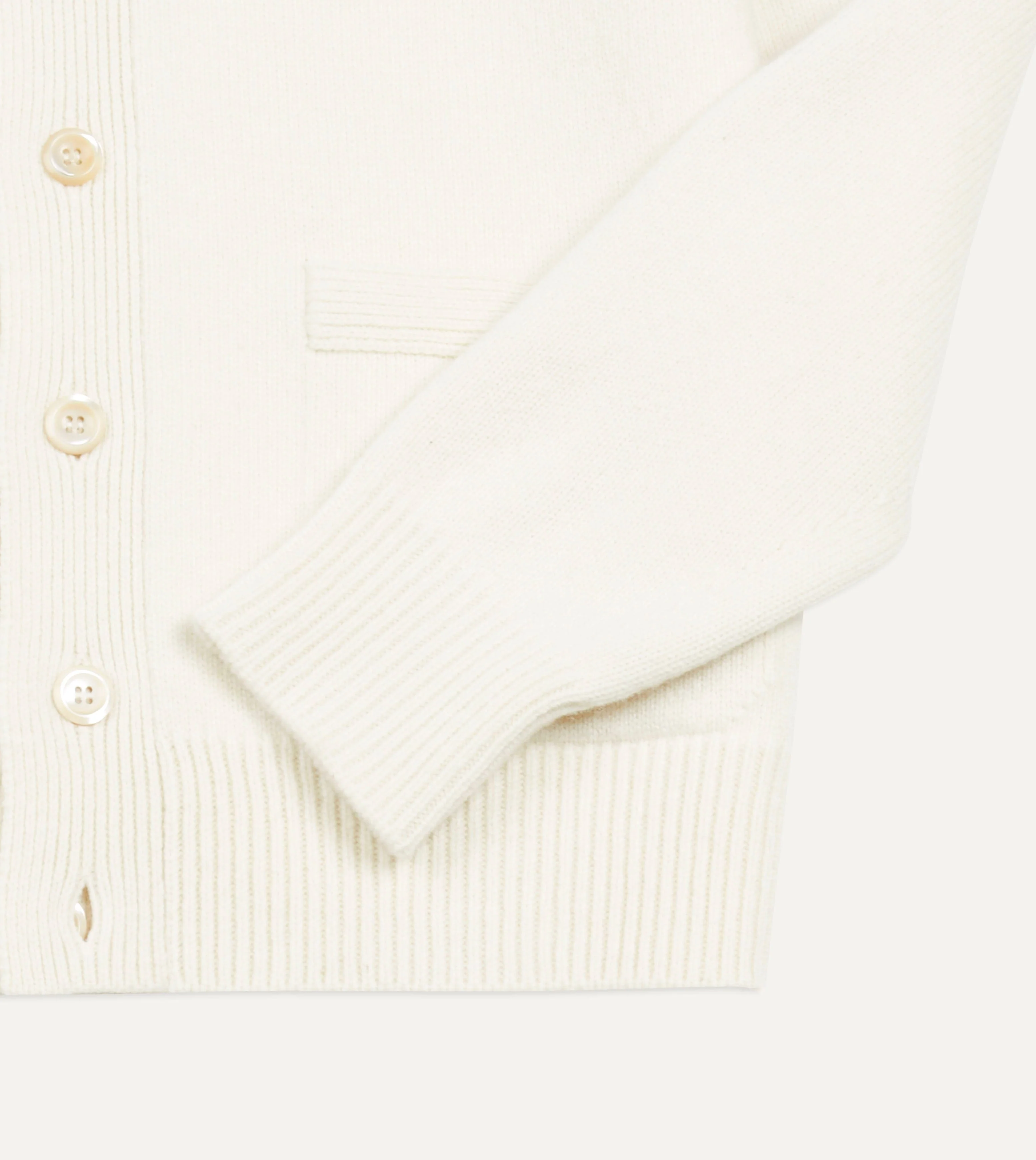 Ecru Lambswool 6 Button Cardigan - Image 6