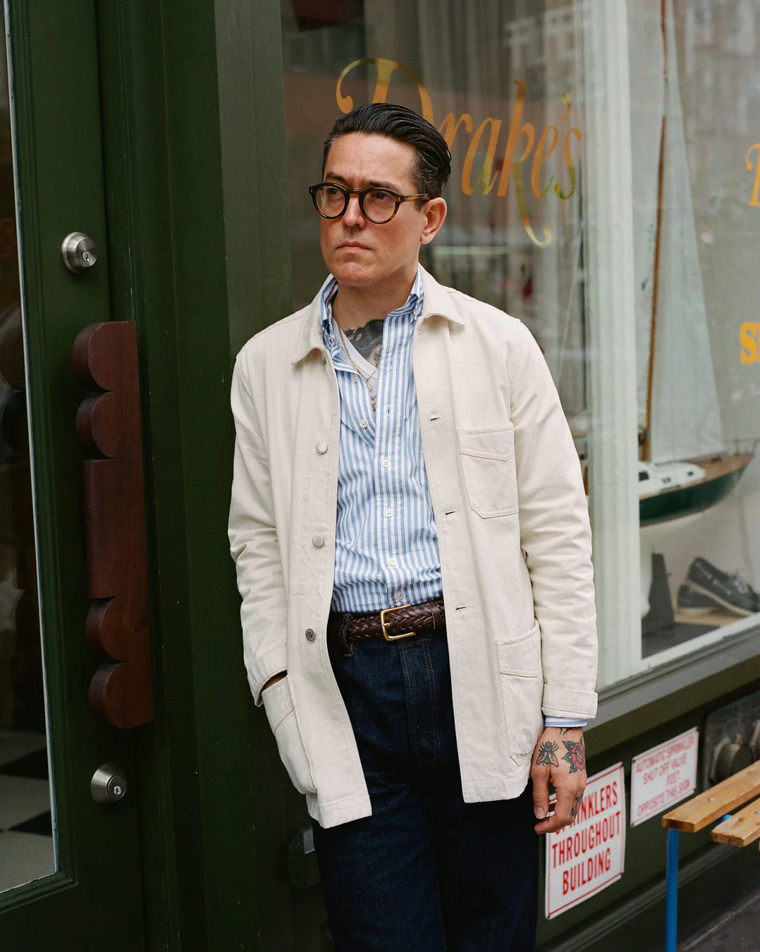 Ecru Selvedge Denim Five-Pocket Chore Jacket - Image 10