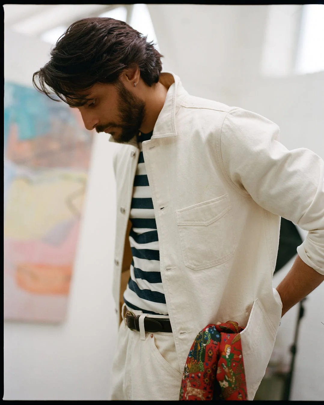 Ecru Selvedge Denim Five-Pocket Chore Jacket - Image 9