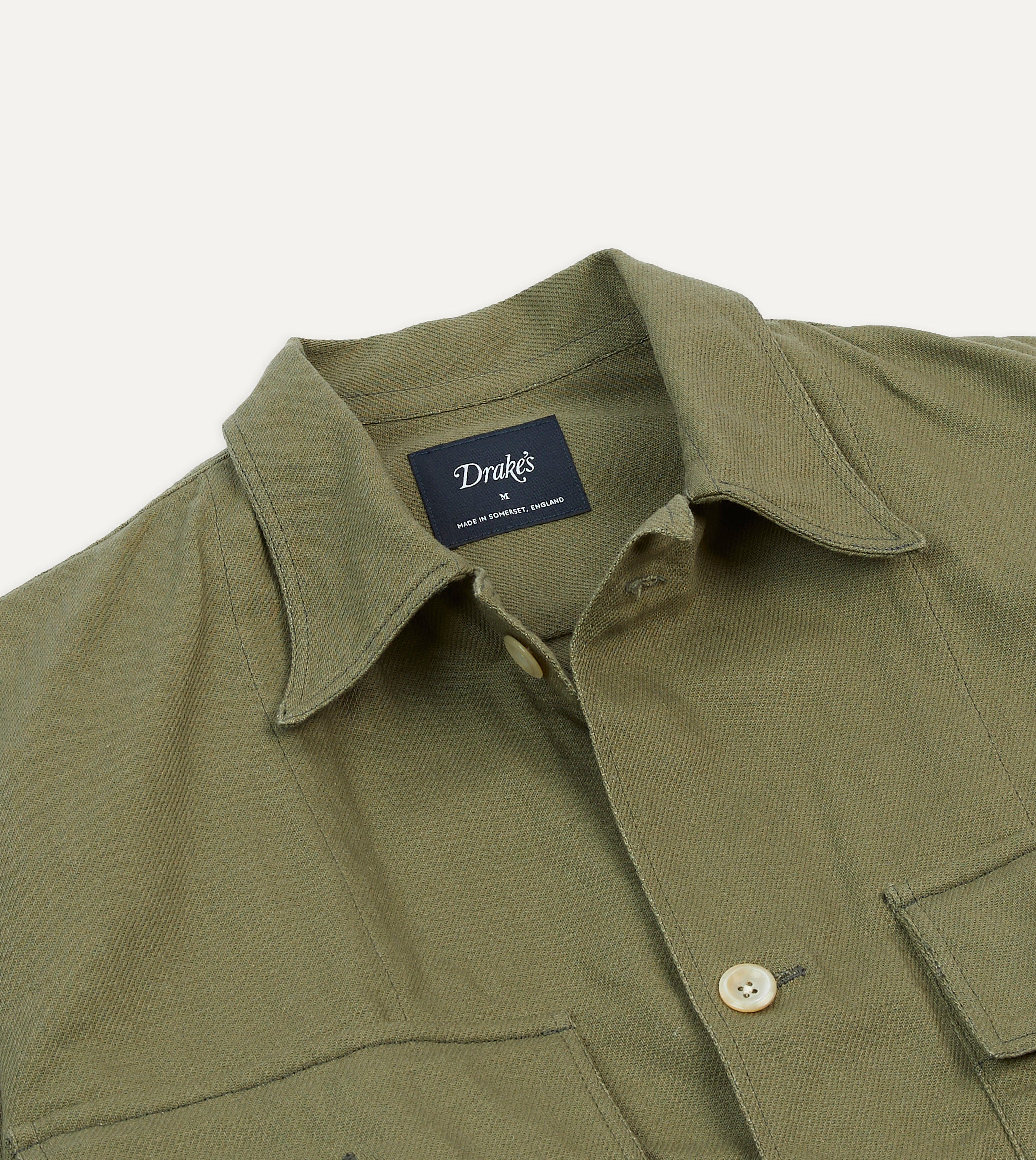 Green Cotton Twill Military Overshirt - Image 3