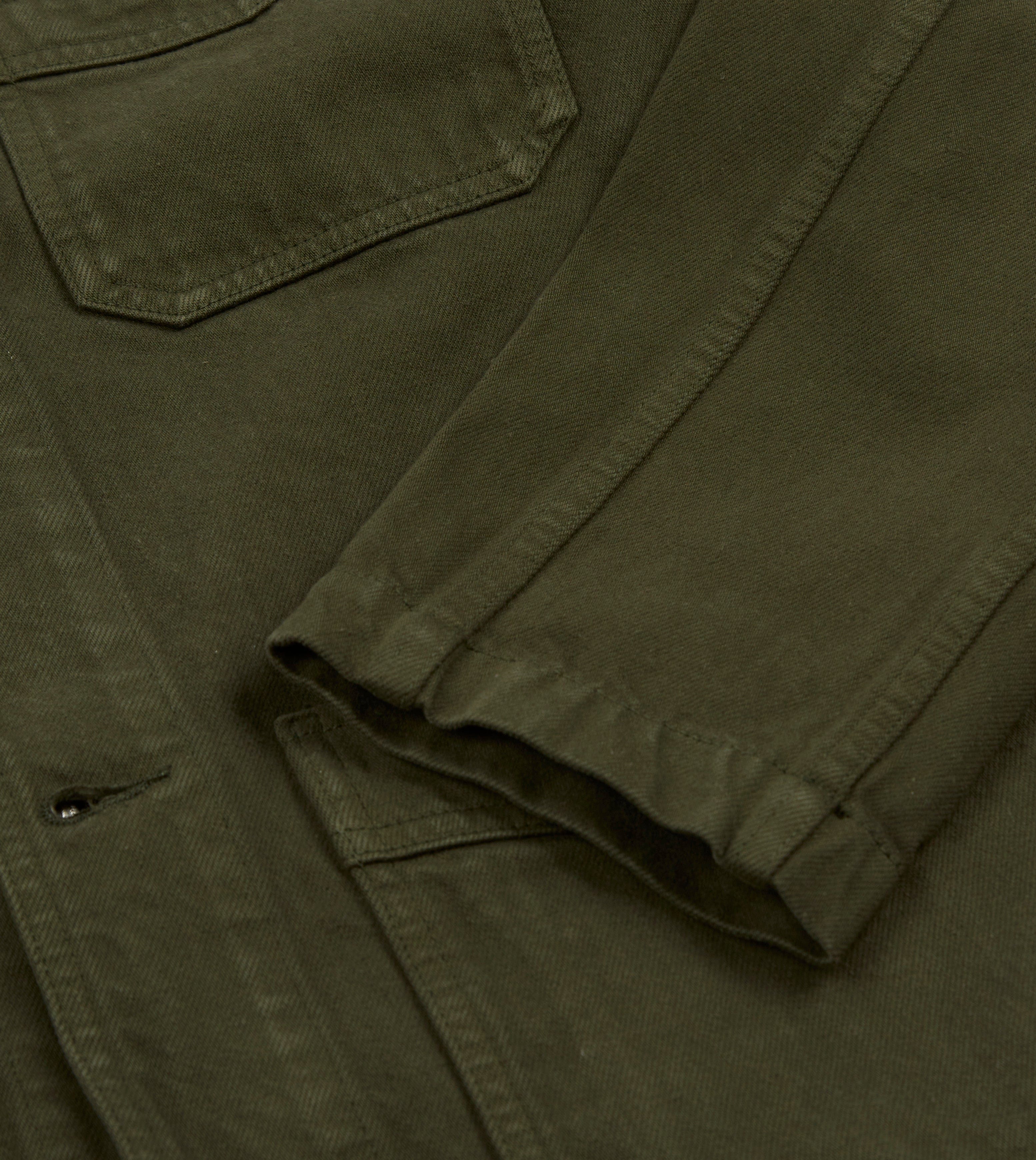 Green Heavy Twill Cotton Five-Pocket Chore Jacket - Image 4