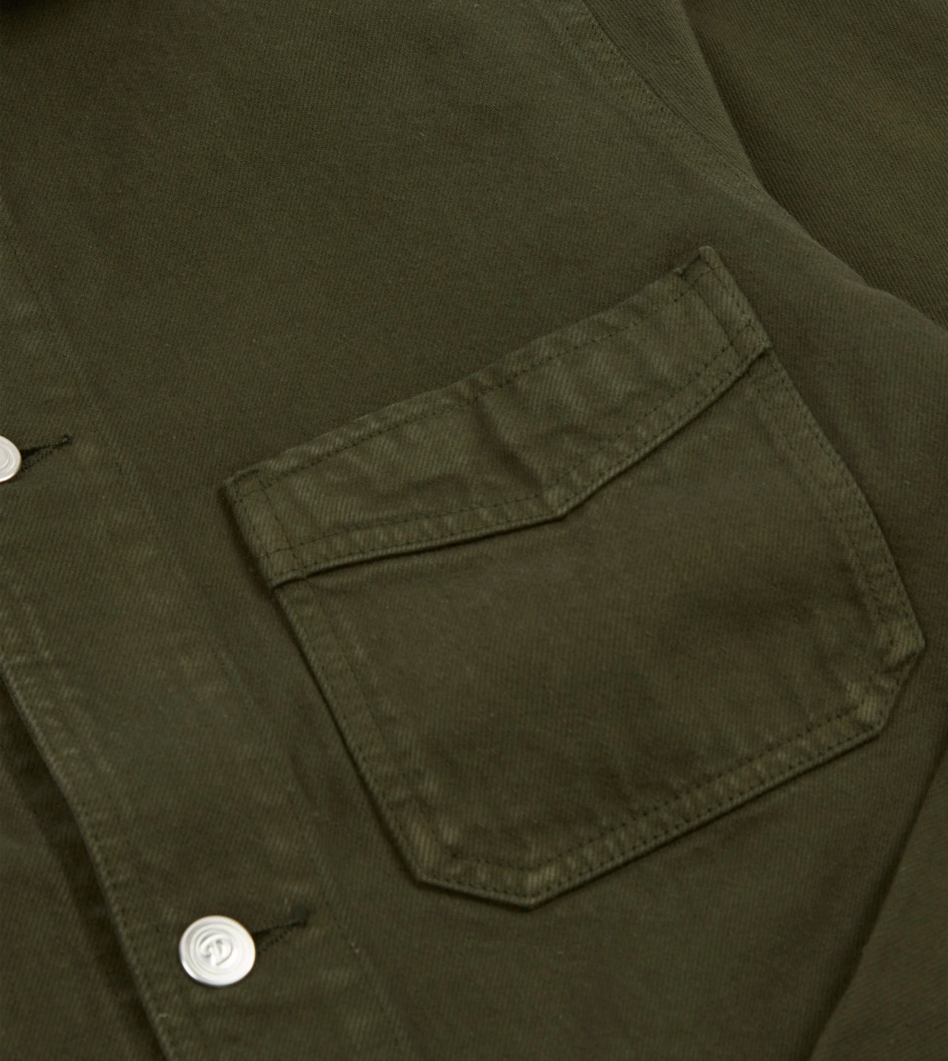 Green Heavy Twill Cotton Five-Pocket Chore Jacket - Image 5