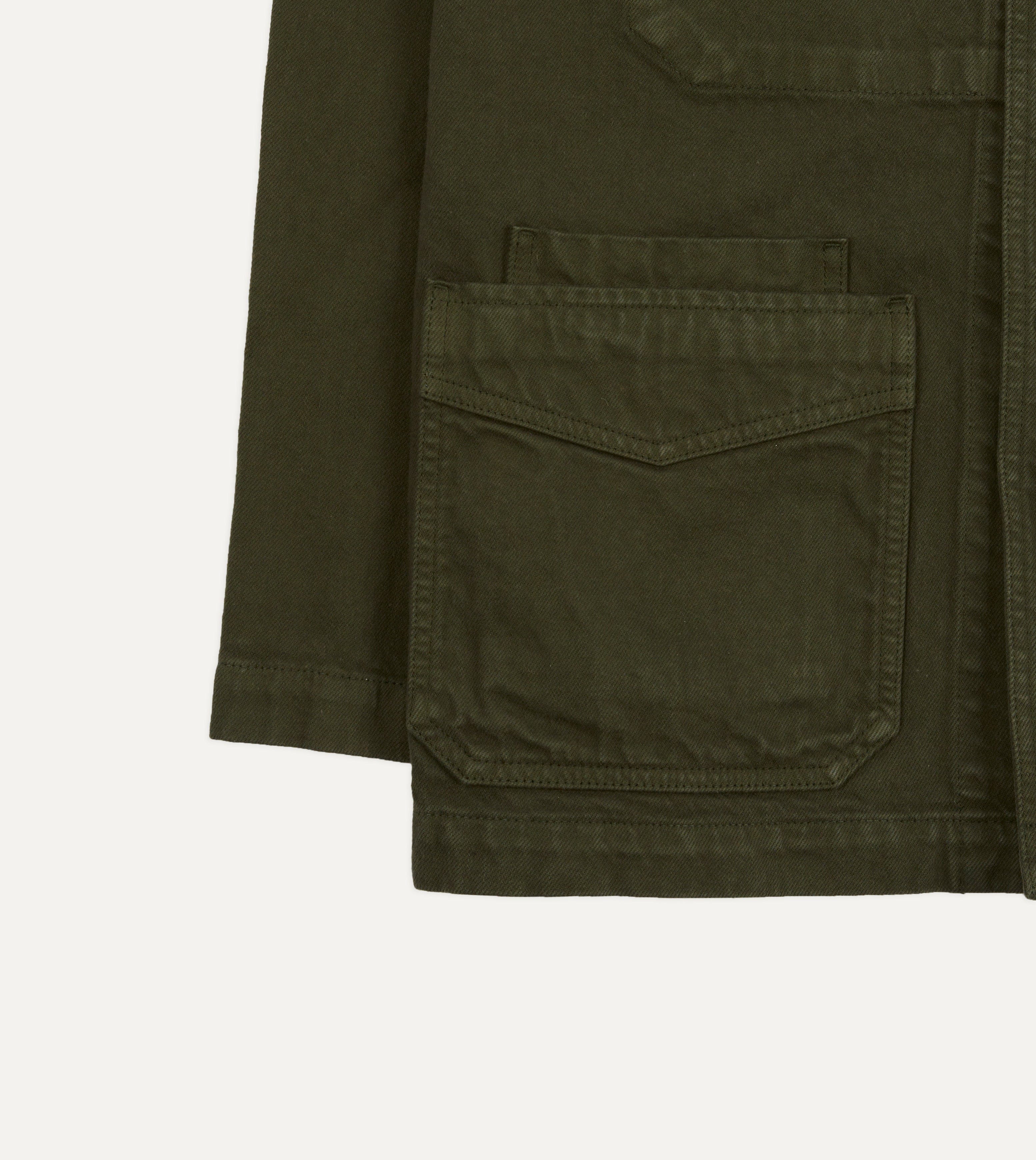 Green Heavy Twill Cotton Five-Pocket Chore Jacket - Image 6