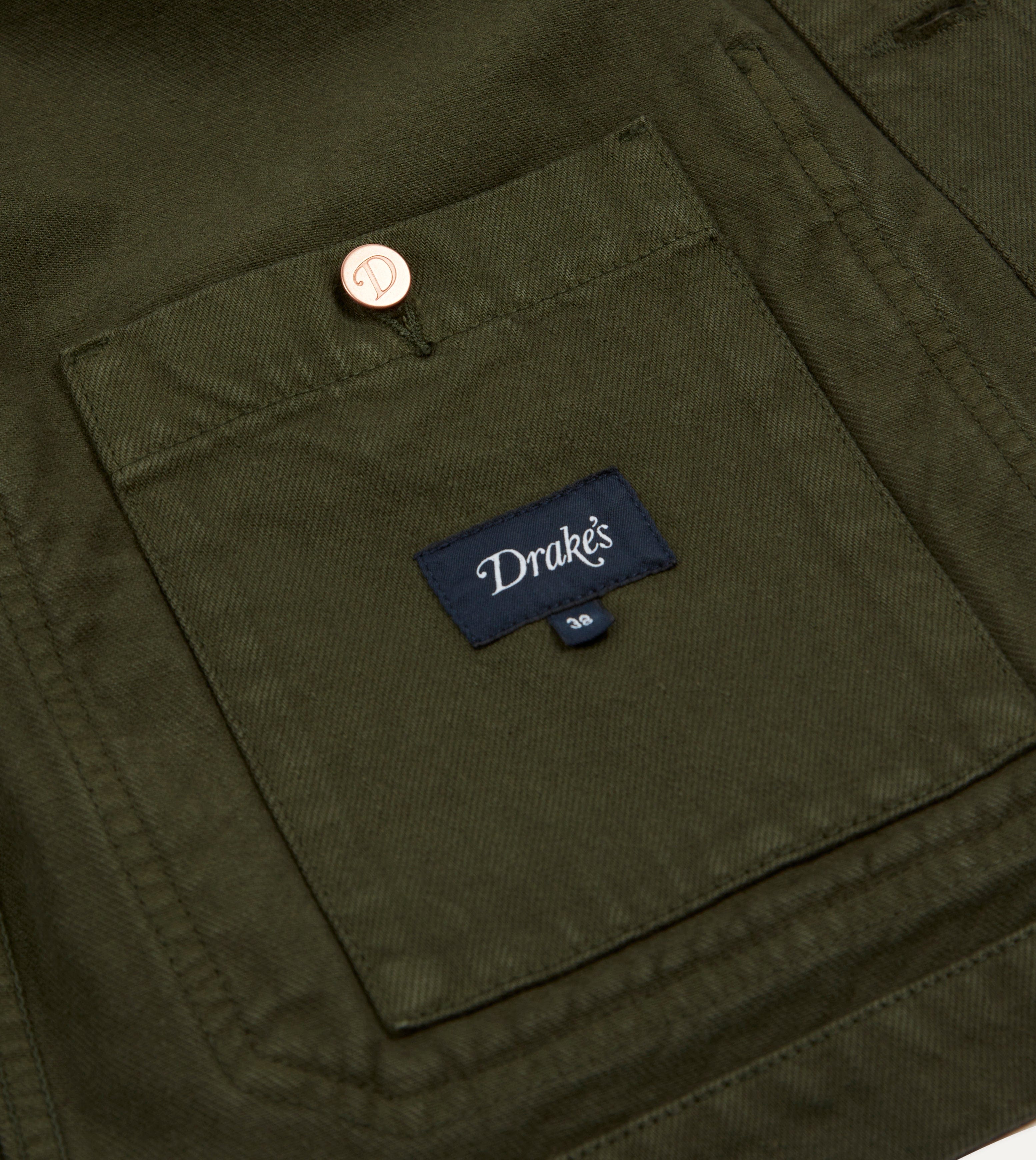 Green Heavy Twill Cotton Five-Pocket Chore Jacket - Image 7