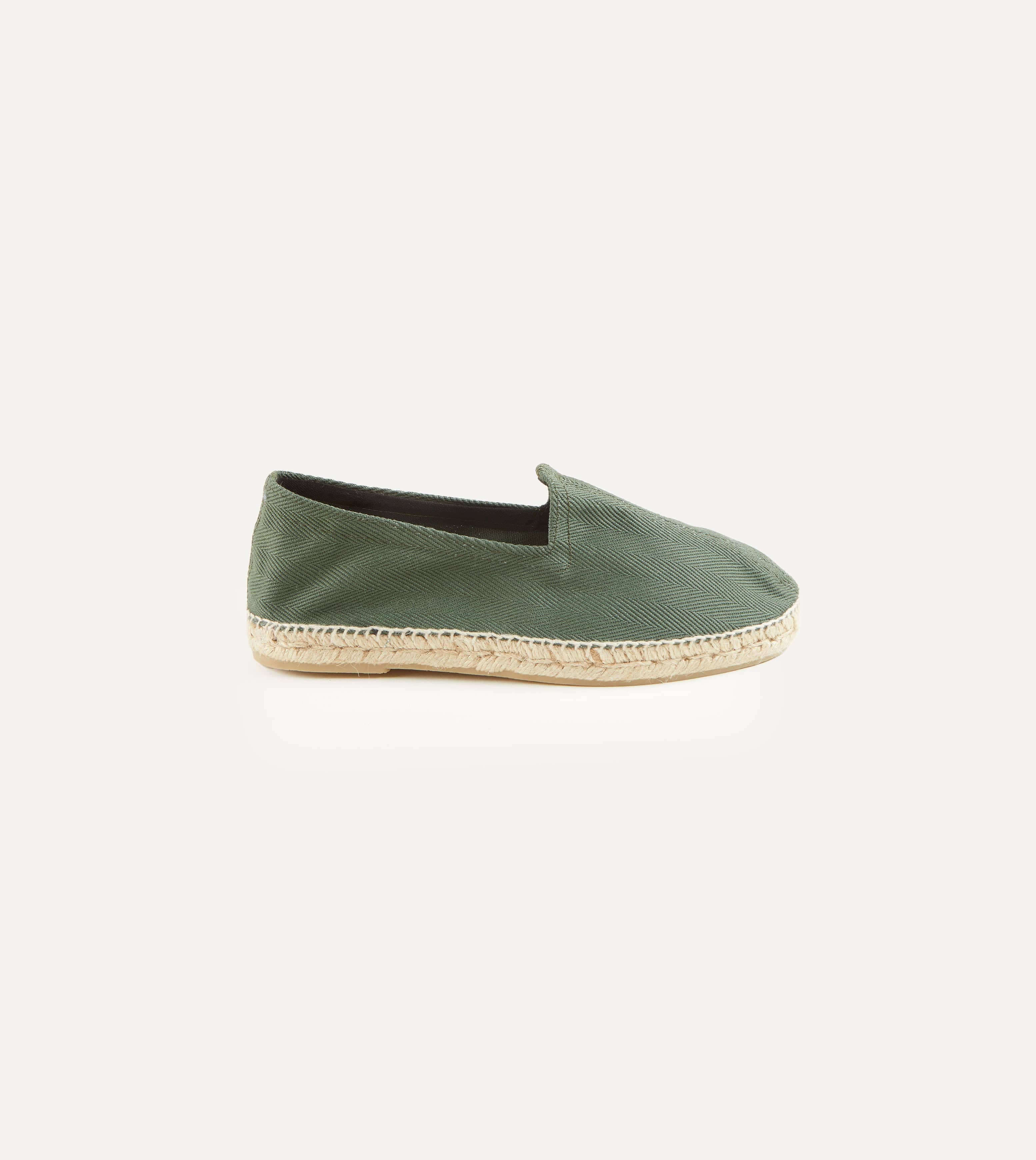 Green Herringbone Cotton Espadrilles - Image 6