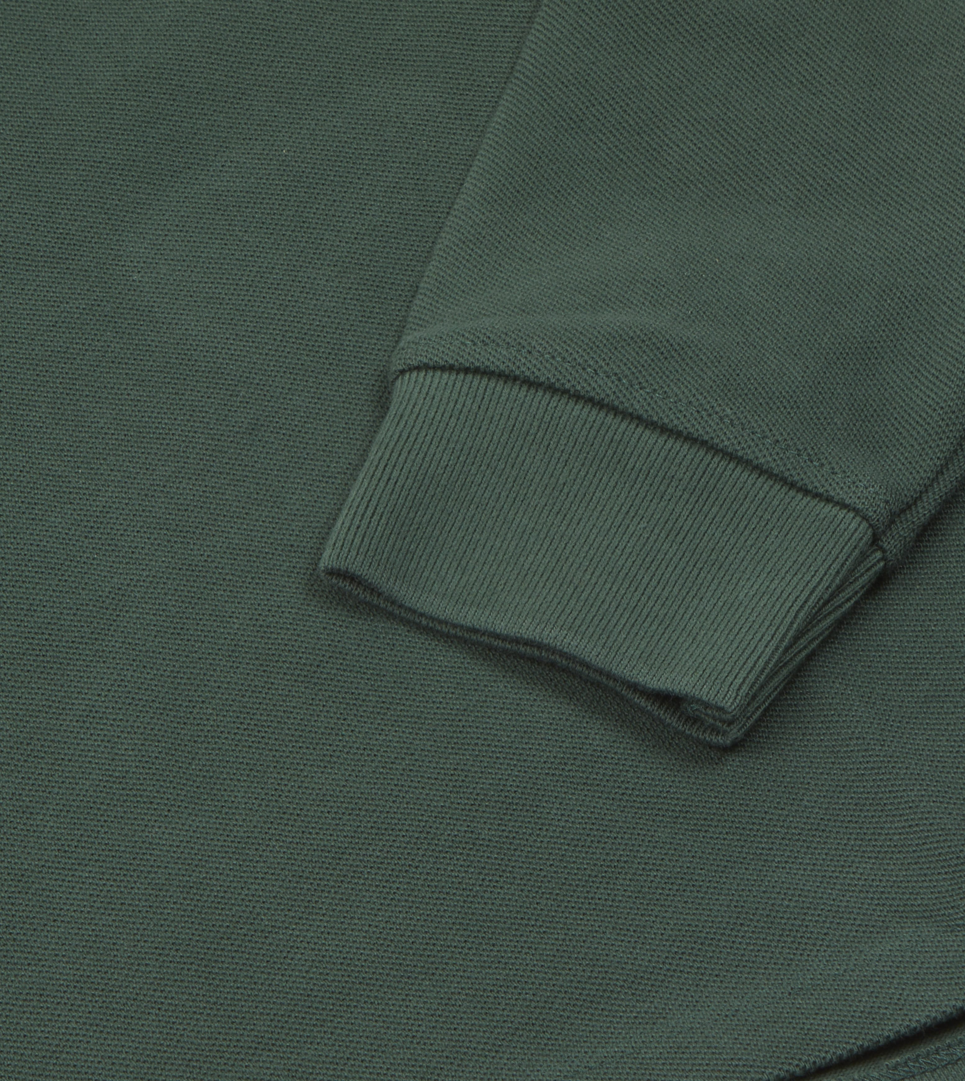 Green Pique Cotton Long-Sleeve Polo Shirt - Image 4