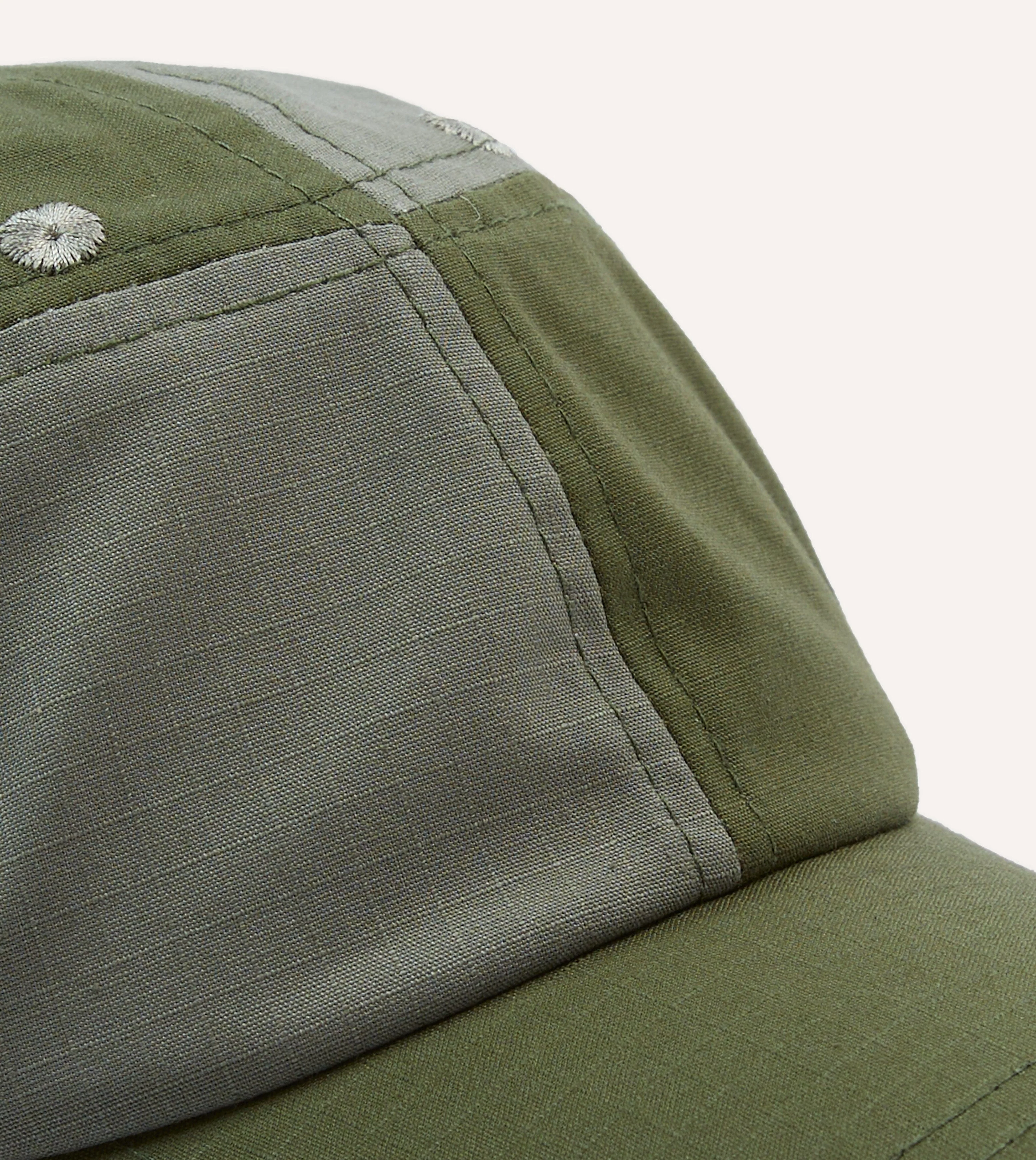 Green Ripstop Cotton Patchwork Baseball Cap - Image 3