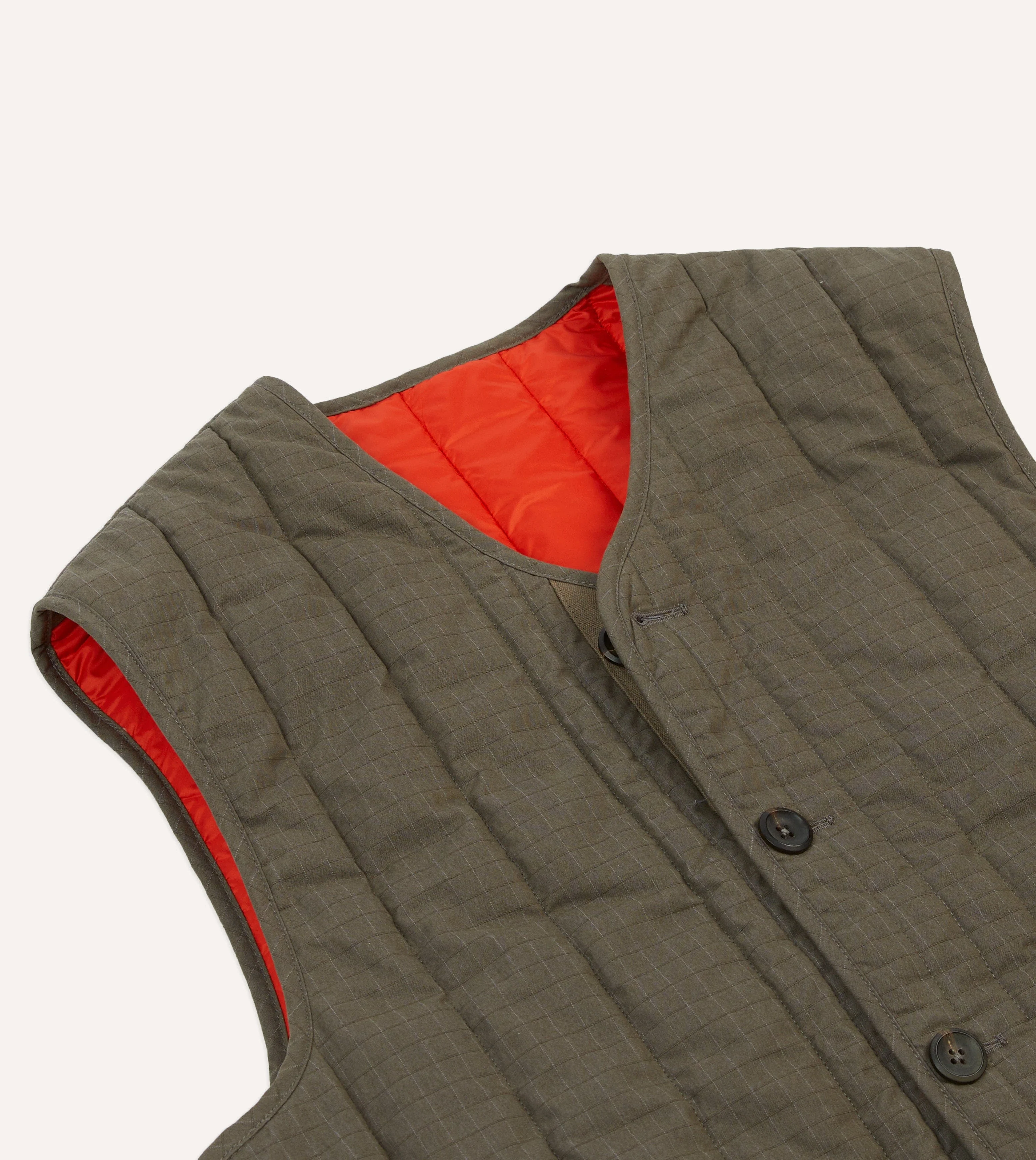 Green Ripstop Quilted Vest - Image 3