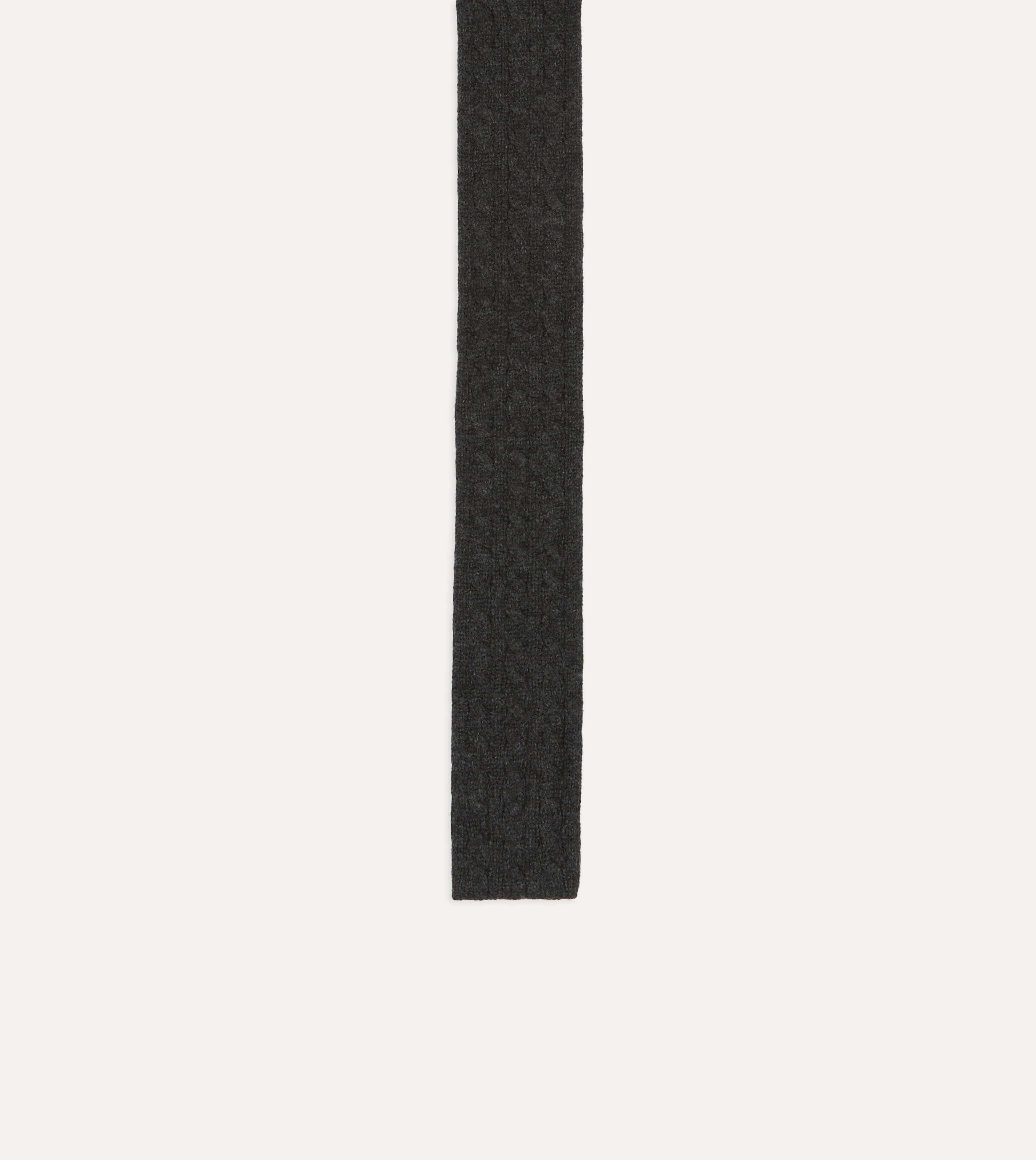 Grey Cashmere Cable Knitted Tie - Image 4