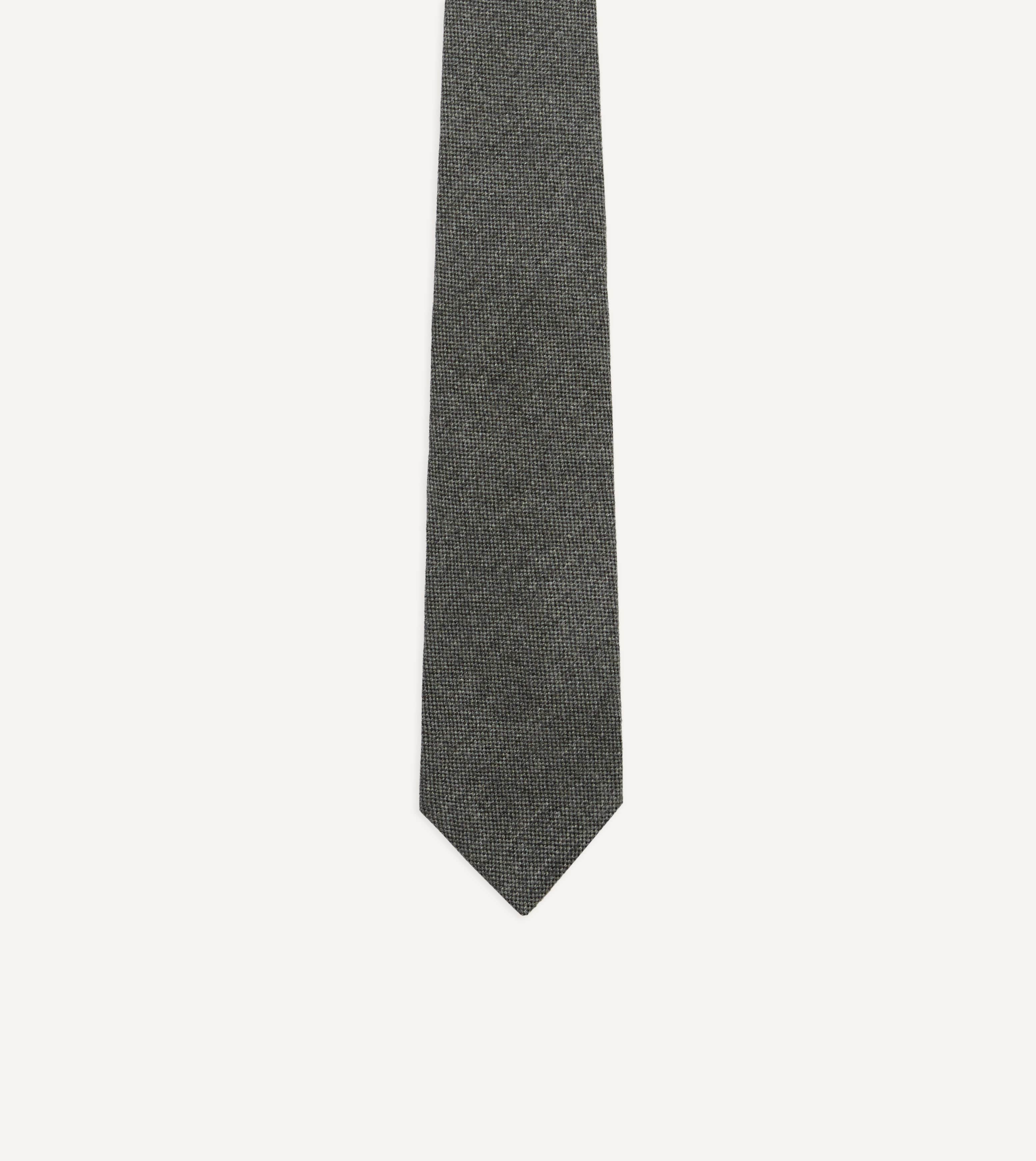 Grey Pure Cashmere Solid Tipped Tie - Image 3