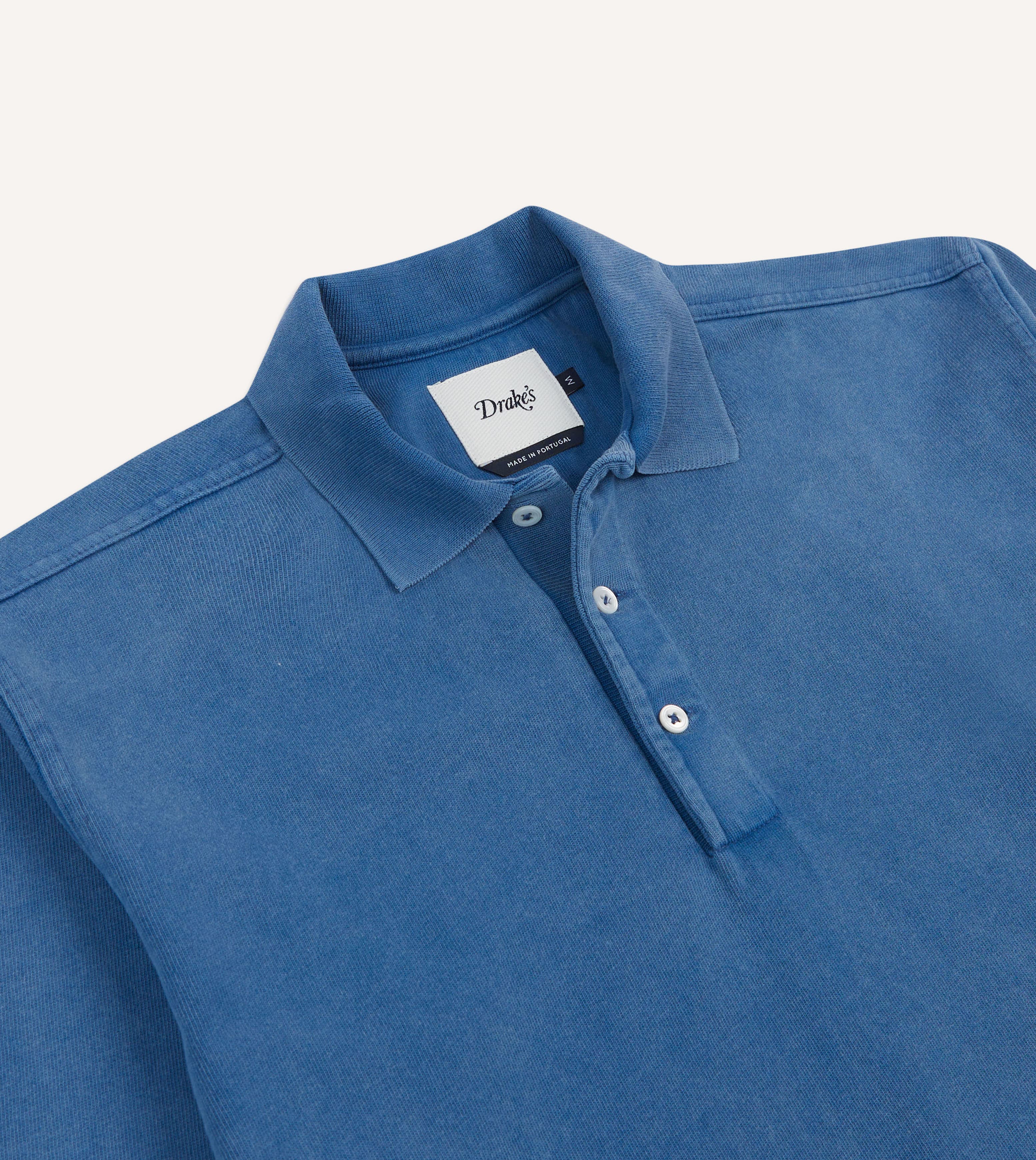Indigo Cotton Jersey Long-Sleeve Polo Shirt - Image 3