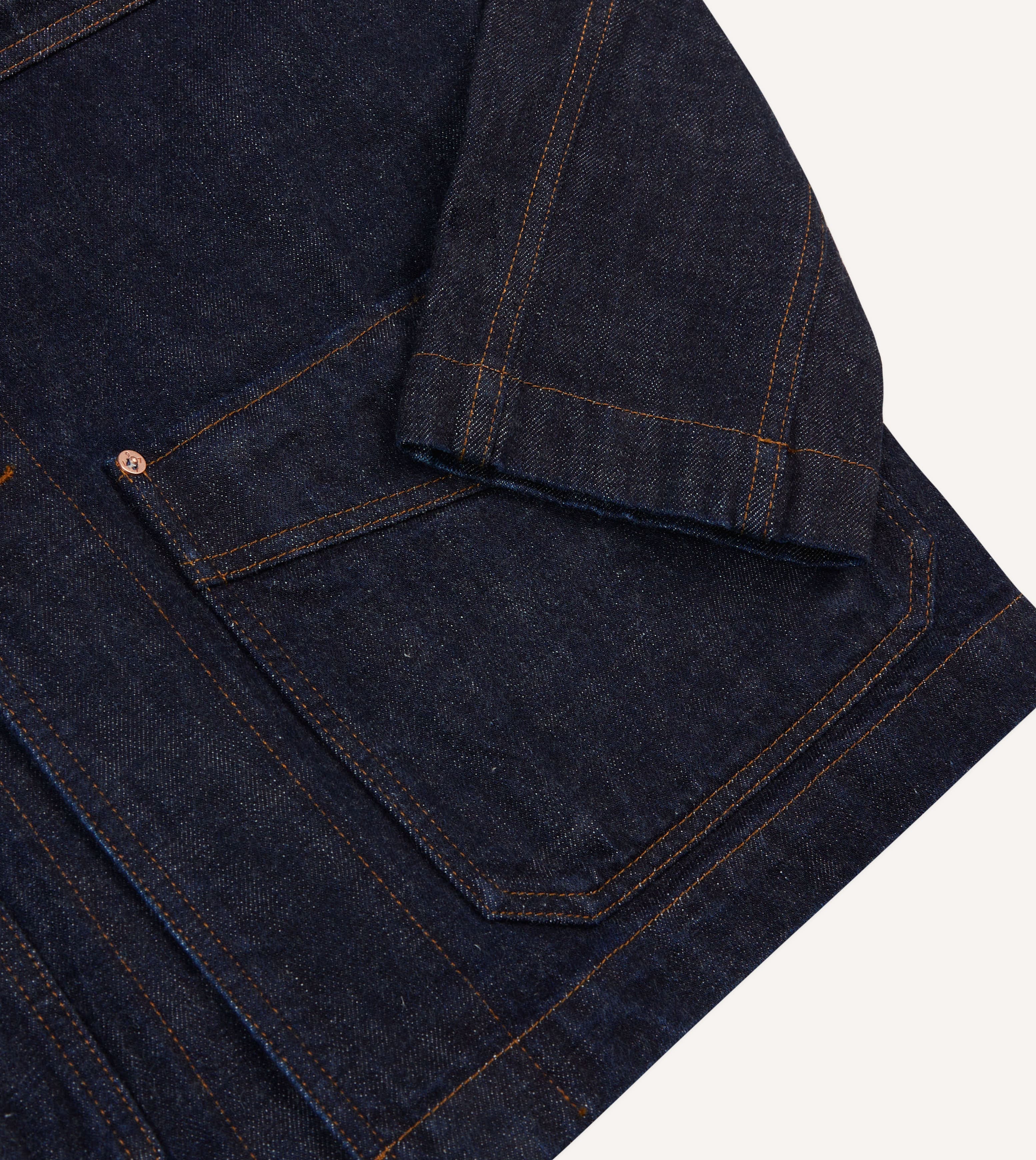 Indigo Rinse Denim Five-Pocket Chore Jacket - Image 4