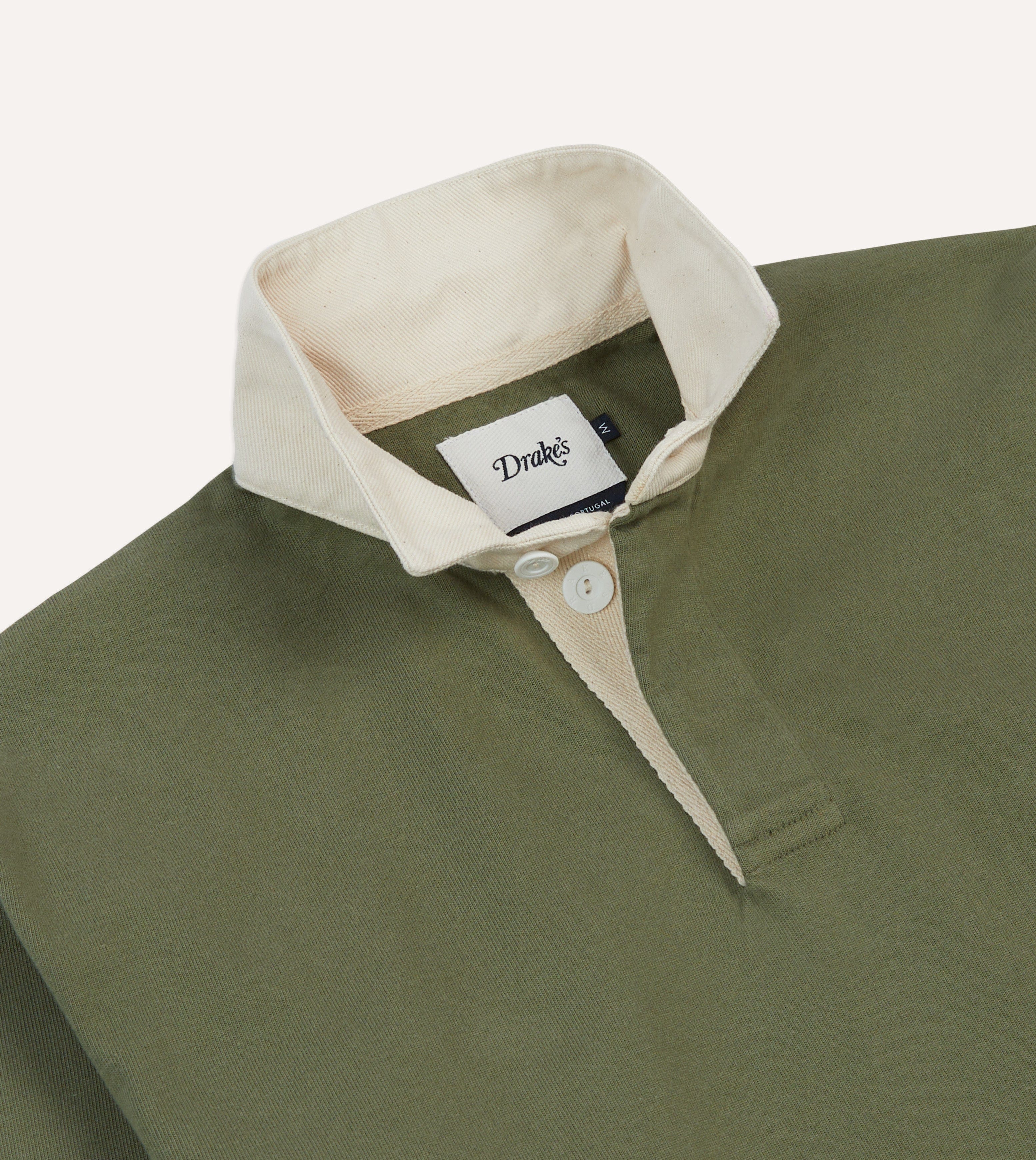 Khaki, Burgundy and Ecru Half Striped Cotton Rugby Shirt - Image 4