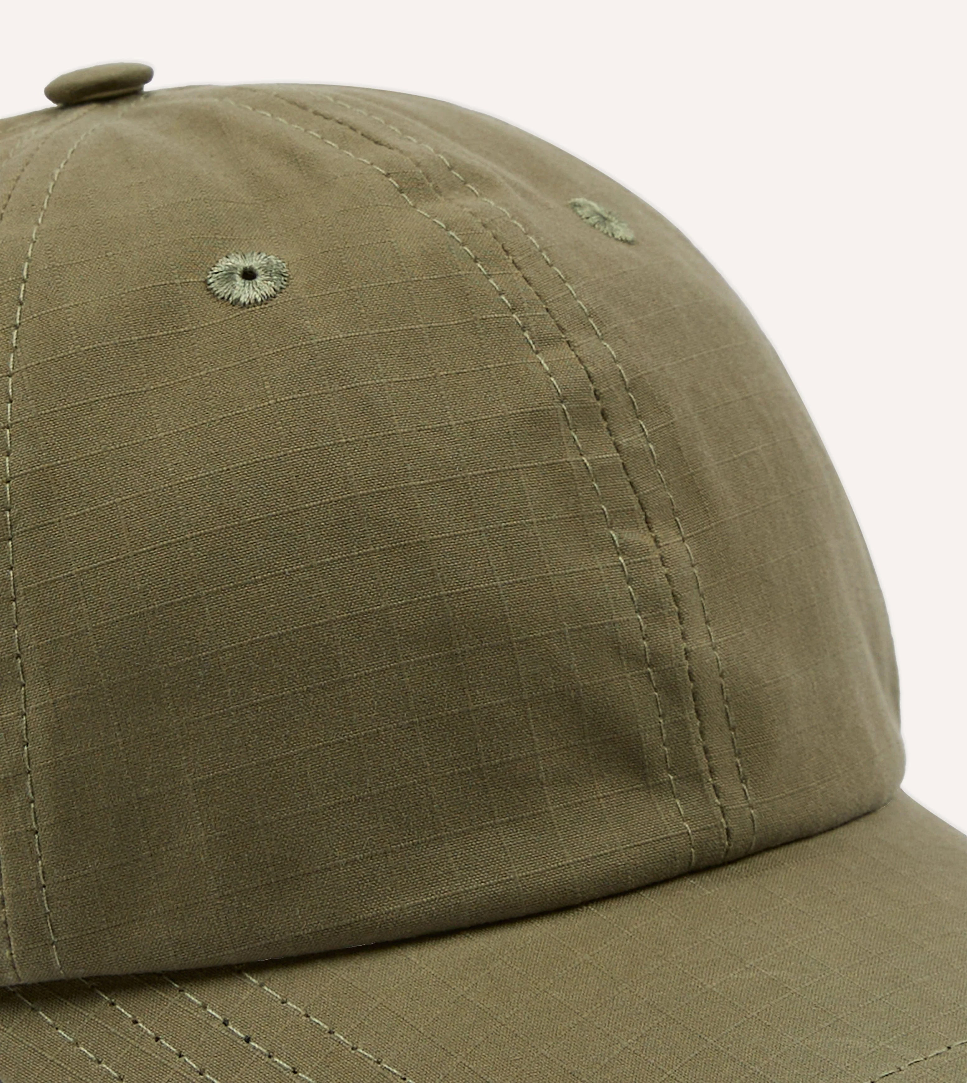 Khaki Green Ripstop Cotton Baseball Cap - Image 3