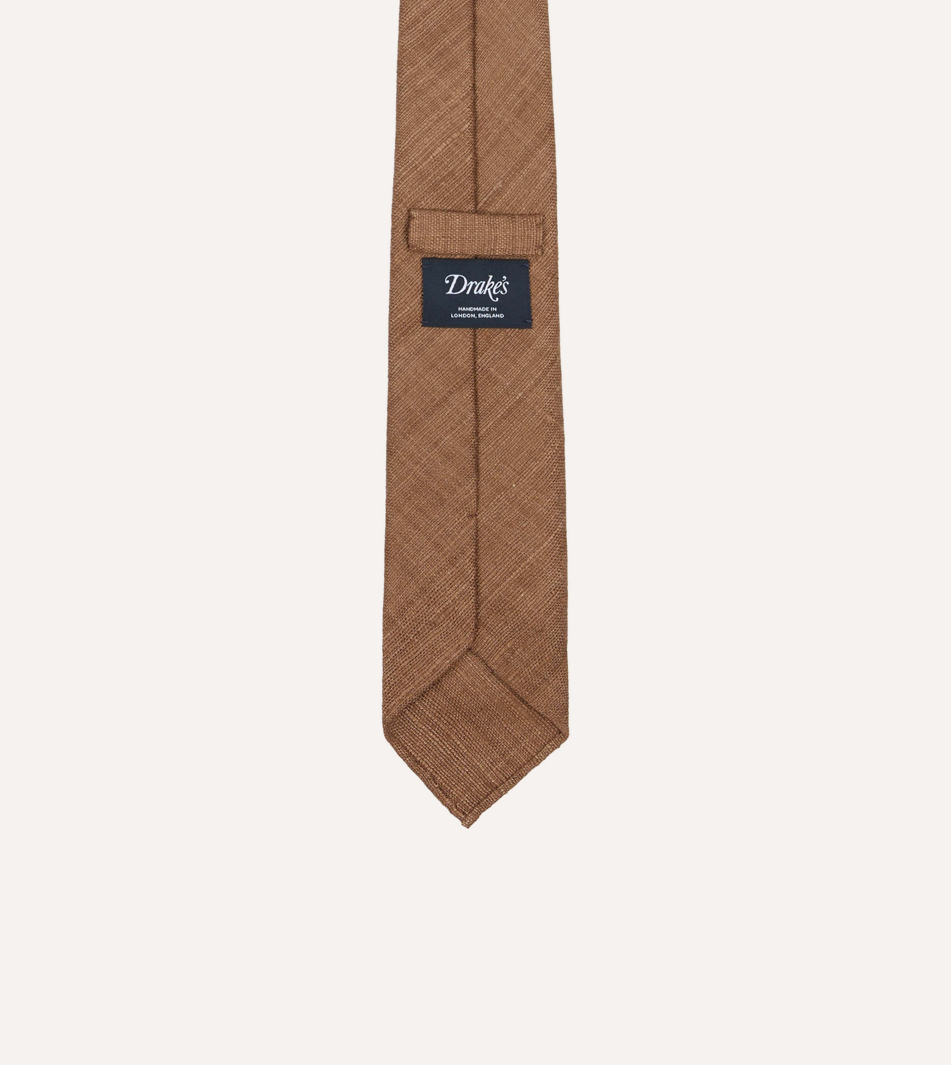 Light Brown Tussah Hand Rolled Silk Tie - Image 4