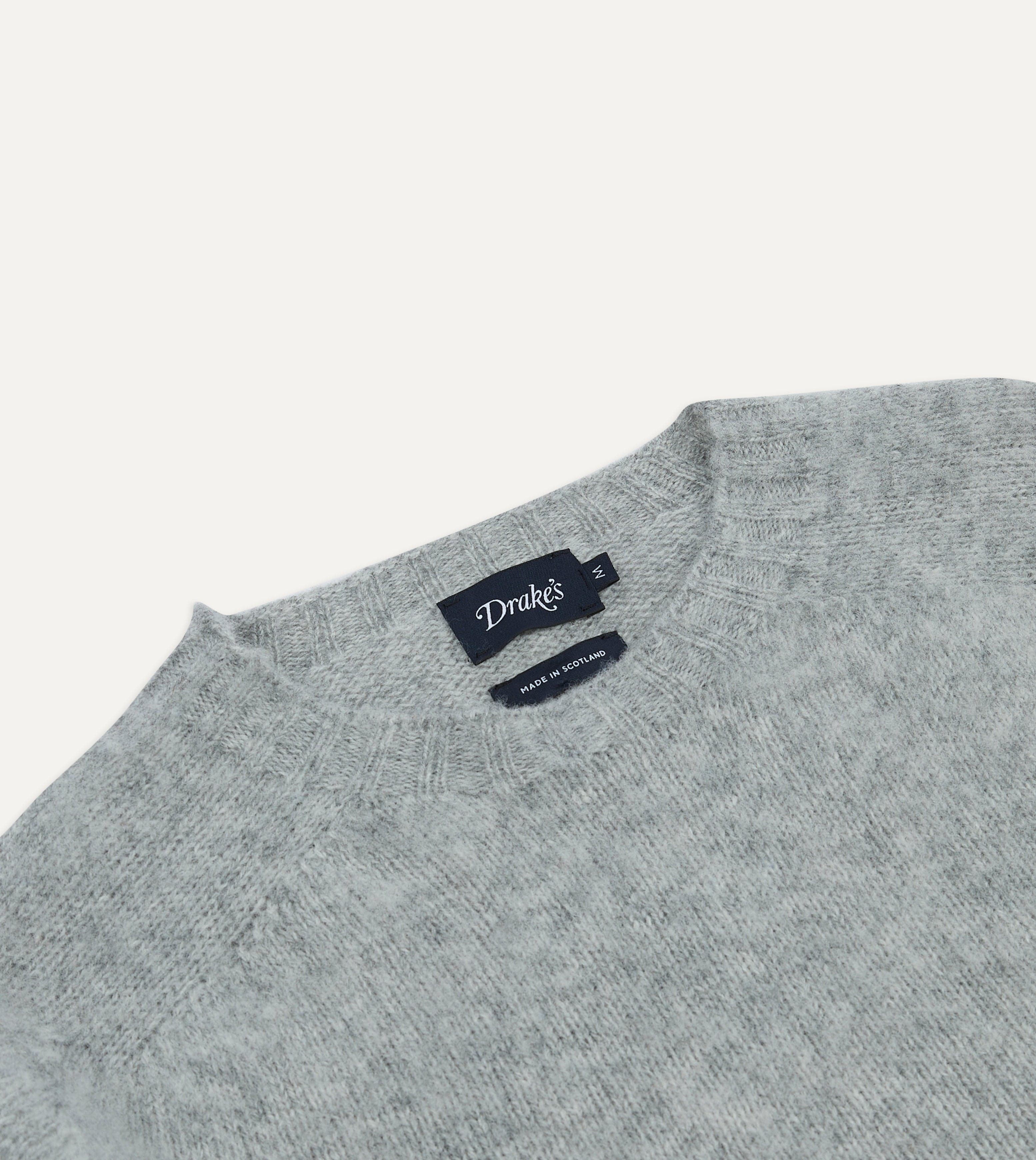 Light Grey Brushed Shetland Crew Neck Jumper - Image 3