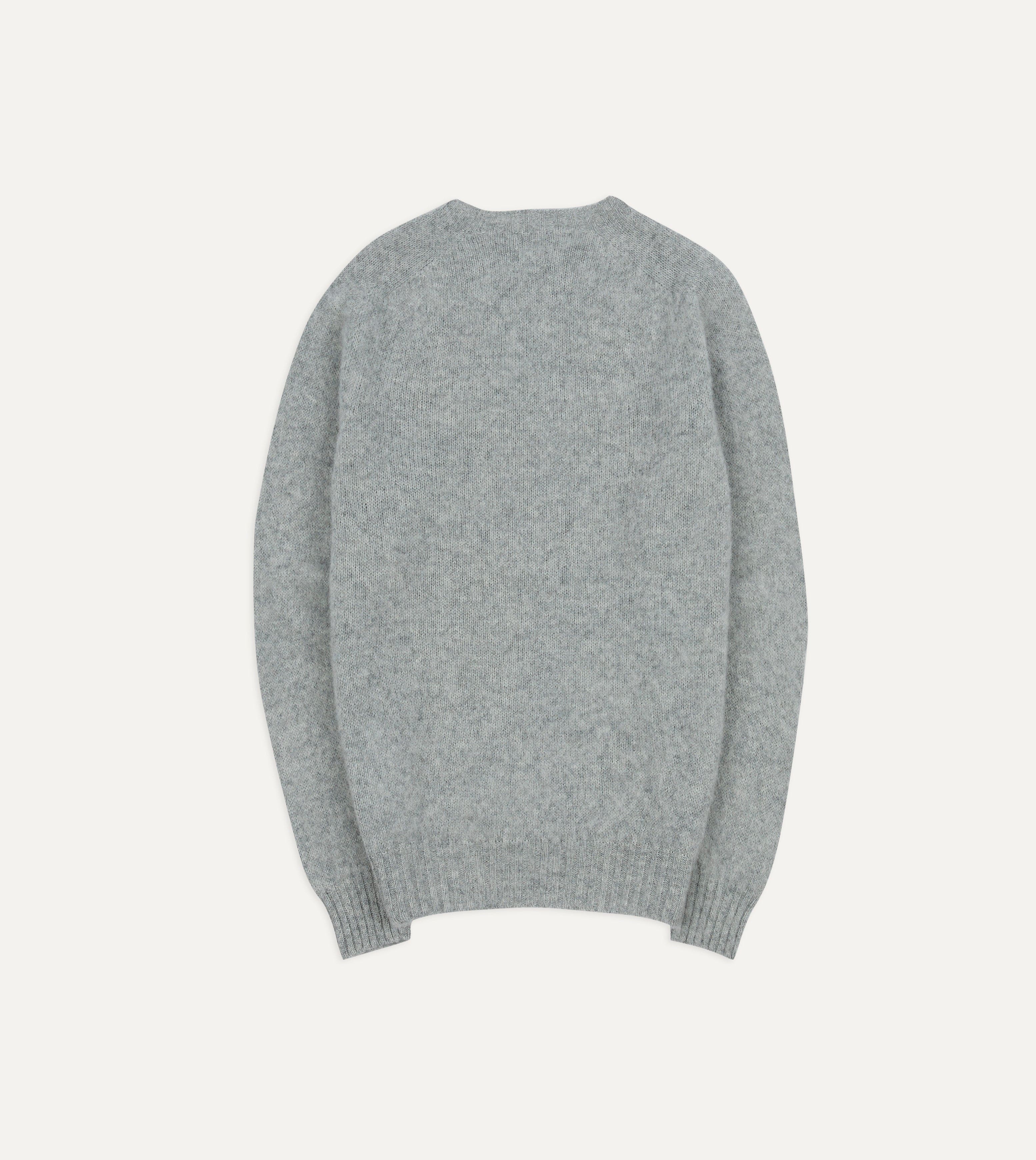 Light Grey Brushed Shetland Crew Neck Jumper - Image 5