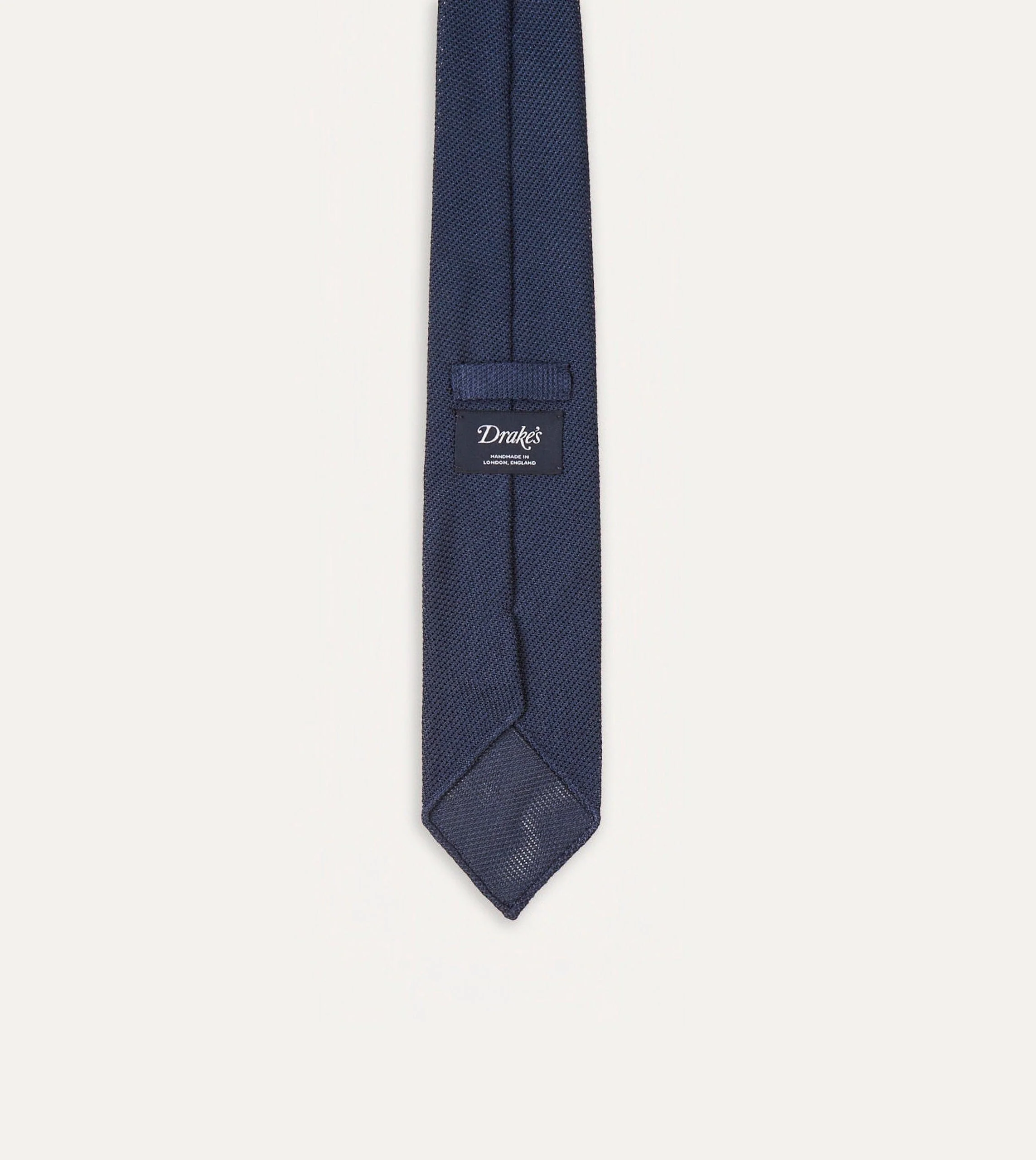 Navy Fine Woven Grenadine Silk Hand Rolled Tie - Image 5