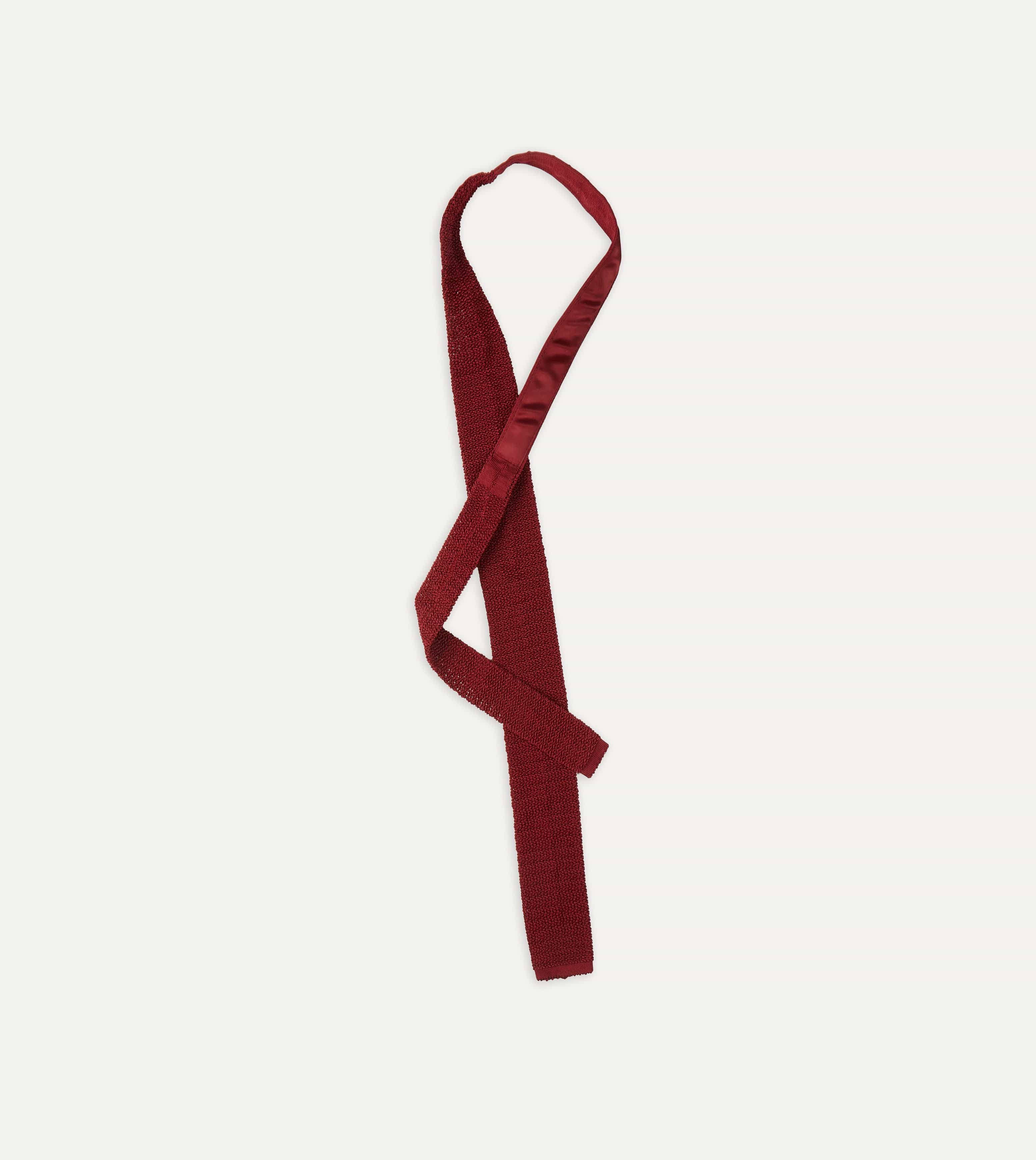 Light Wine Knitted Silk Solid Colour Tie - Image 4