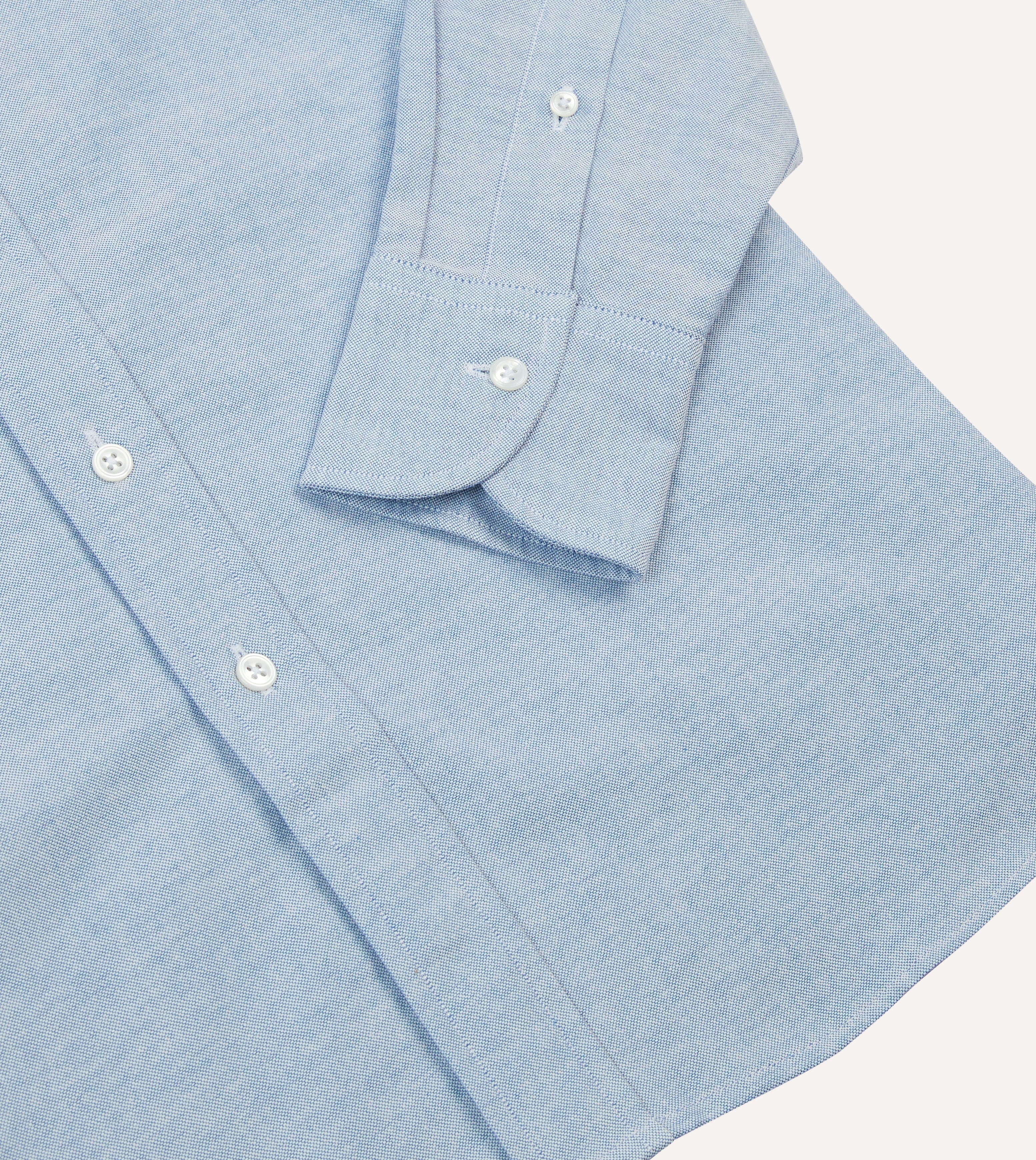 Mid-Blue Cotton Oxford Cloth Button-Down Shirt - Image 5
