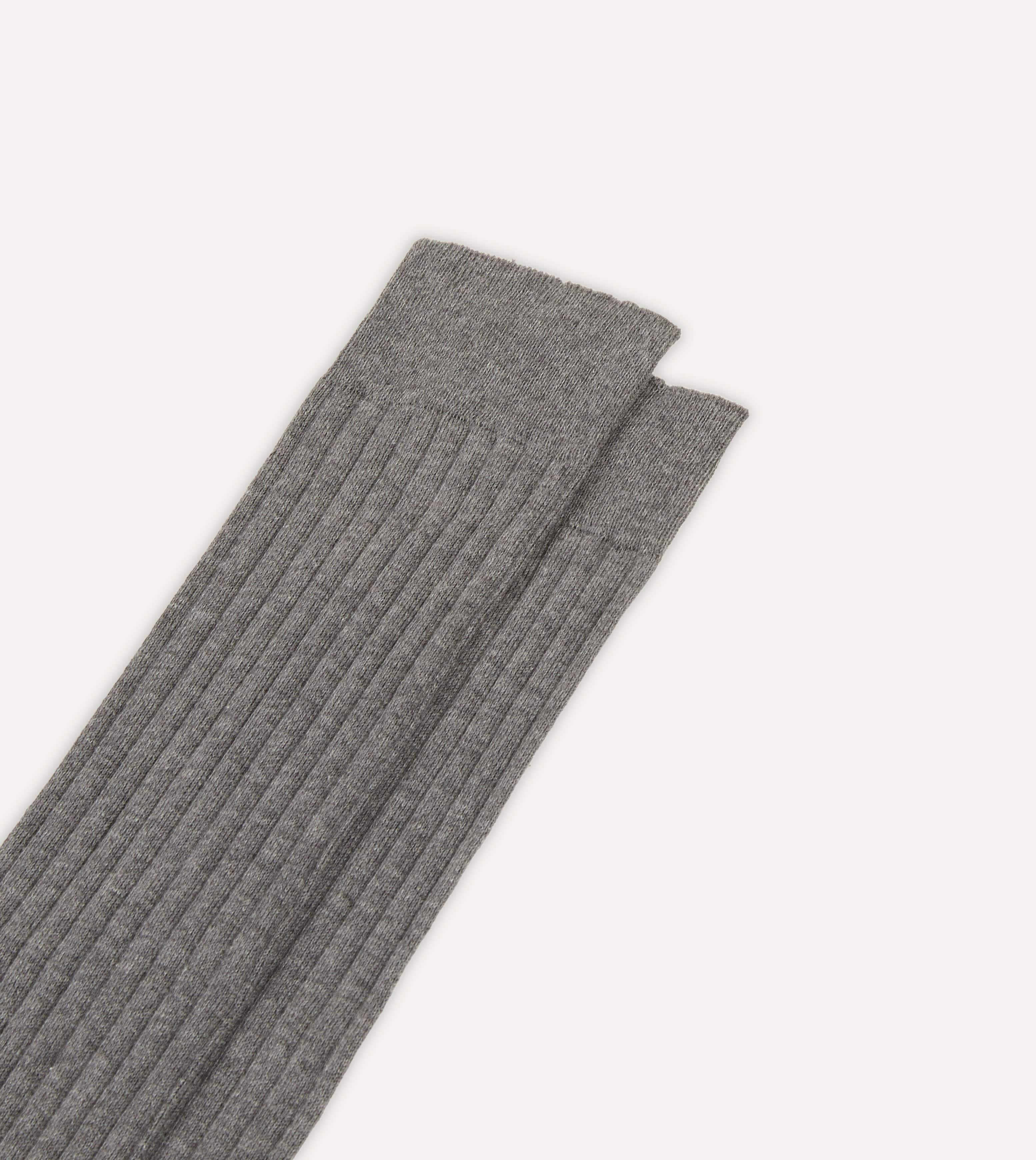 Mid-Grey Cotton Over-the-Calf Socks - Image 3