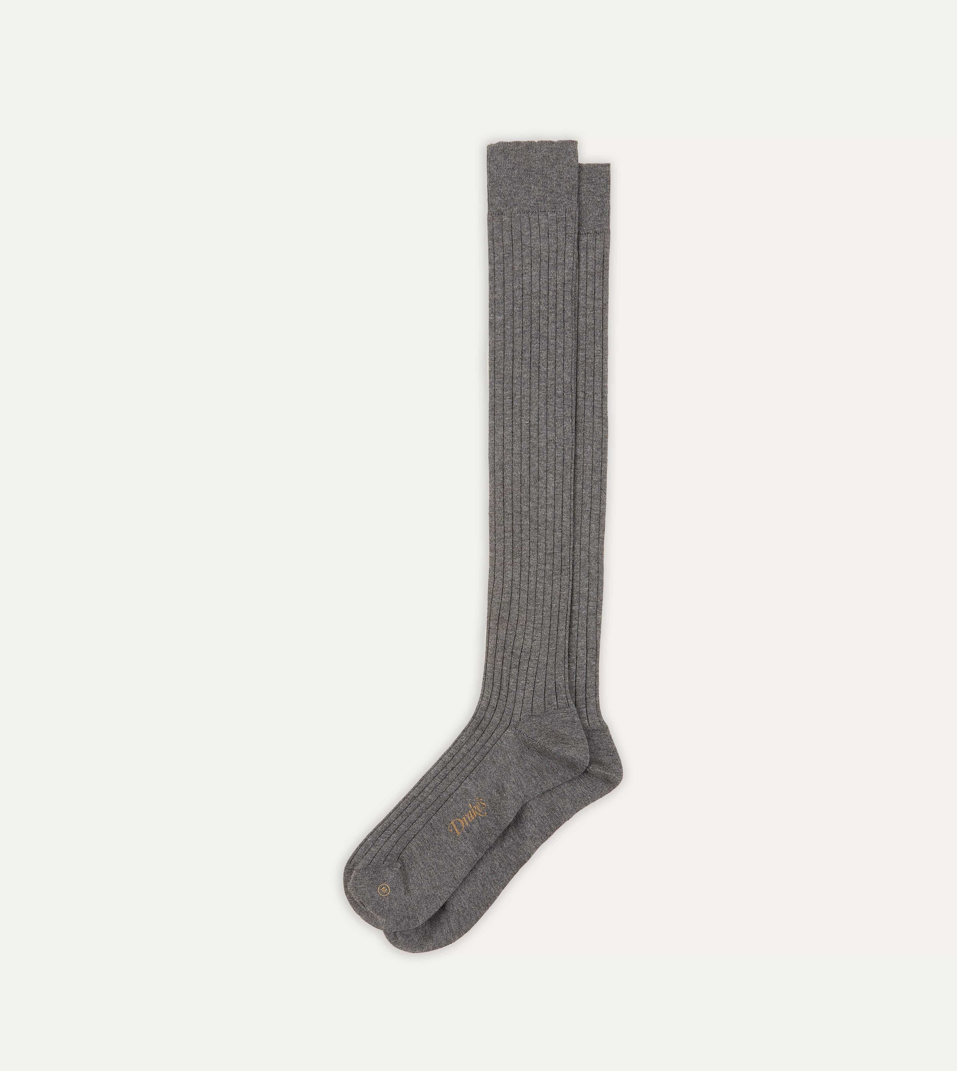Mid-Grey Cotton Over-the-Calf Socks - Image 4