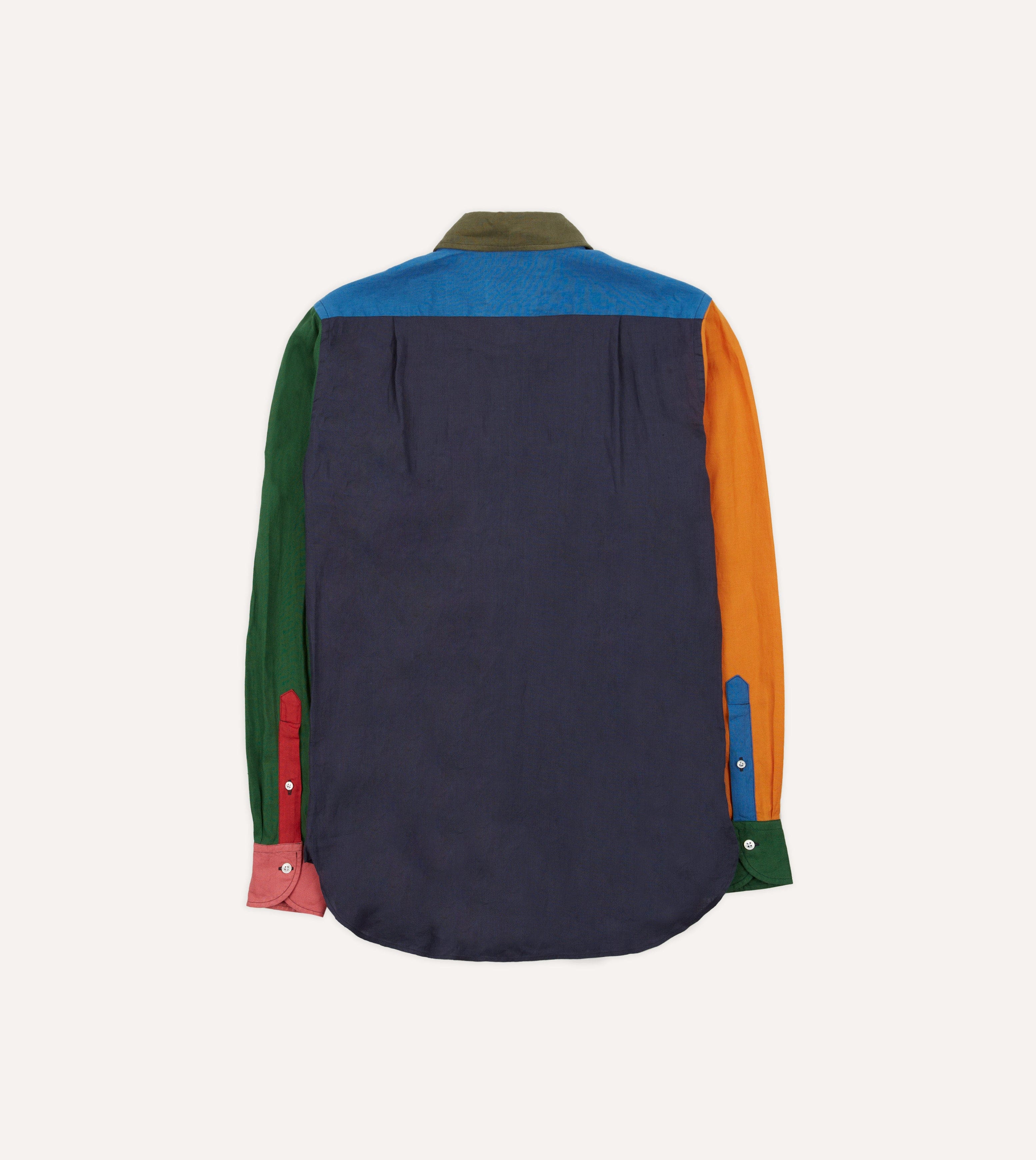 Multicoloured Linen Two-Pocket Fun Work Shirt - Image 6