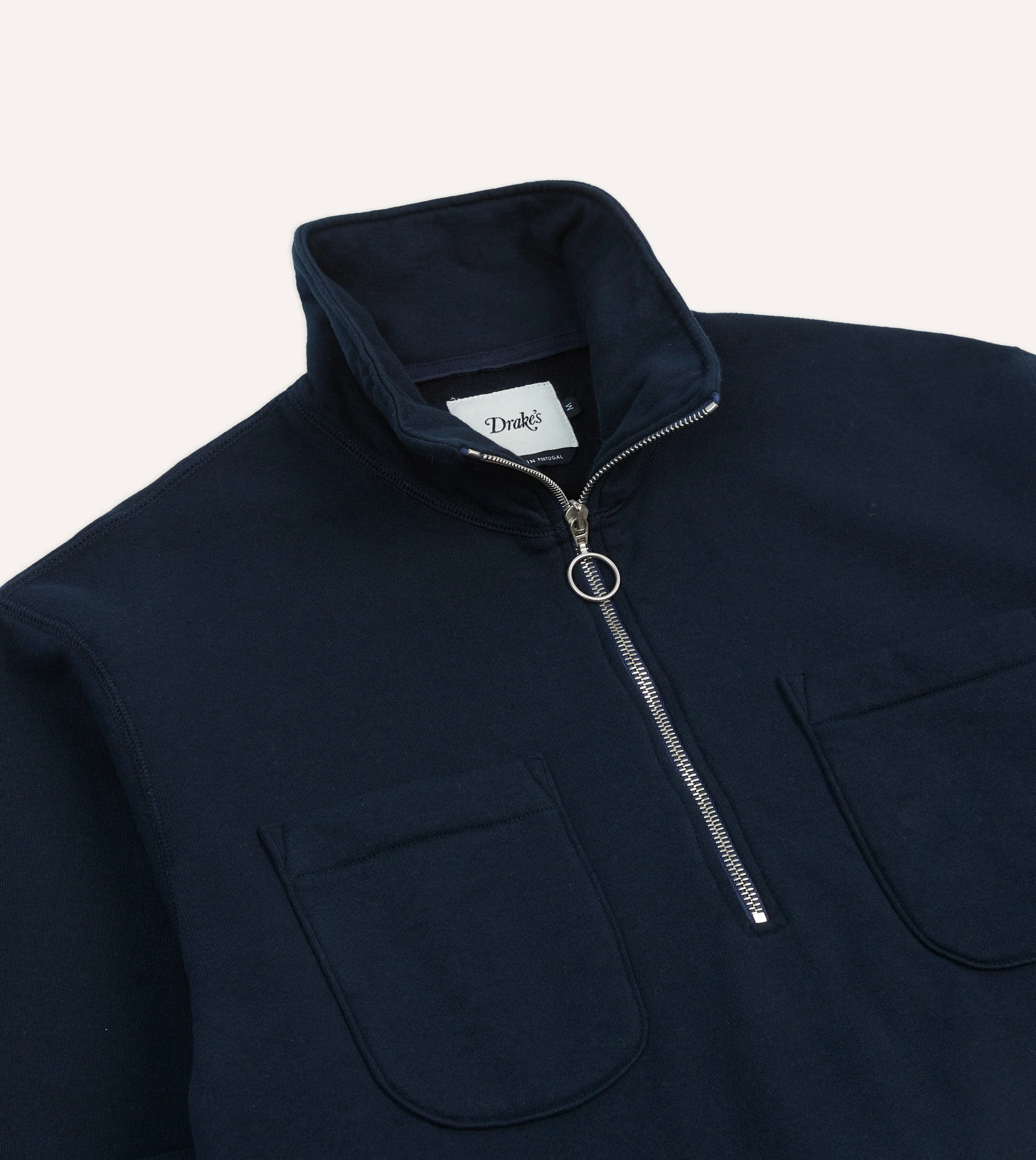 Navy Cotton Half-Zip Collared Sweatshirt - Image 3