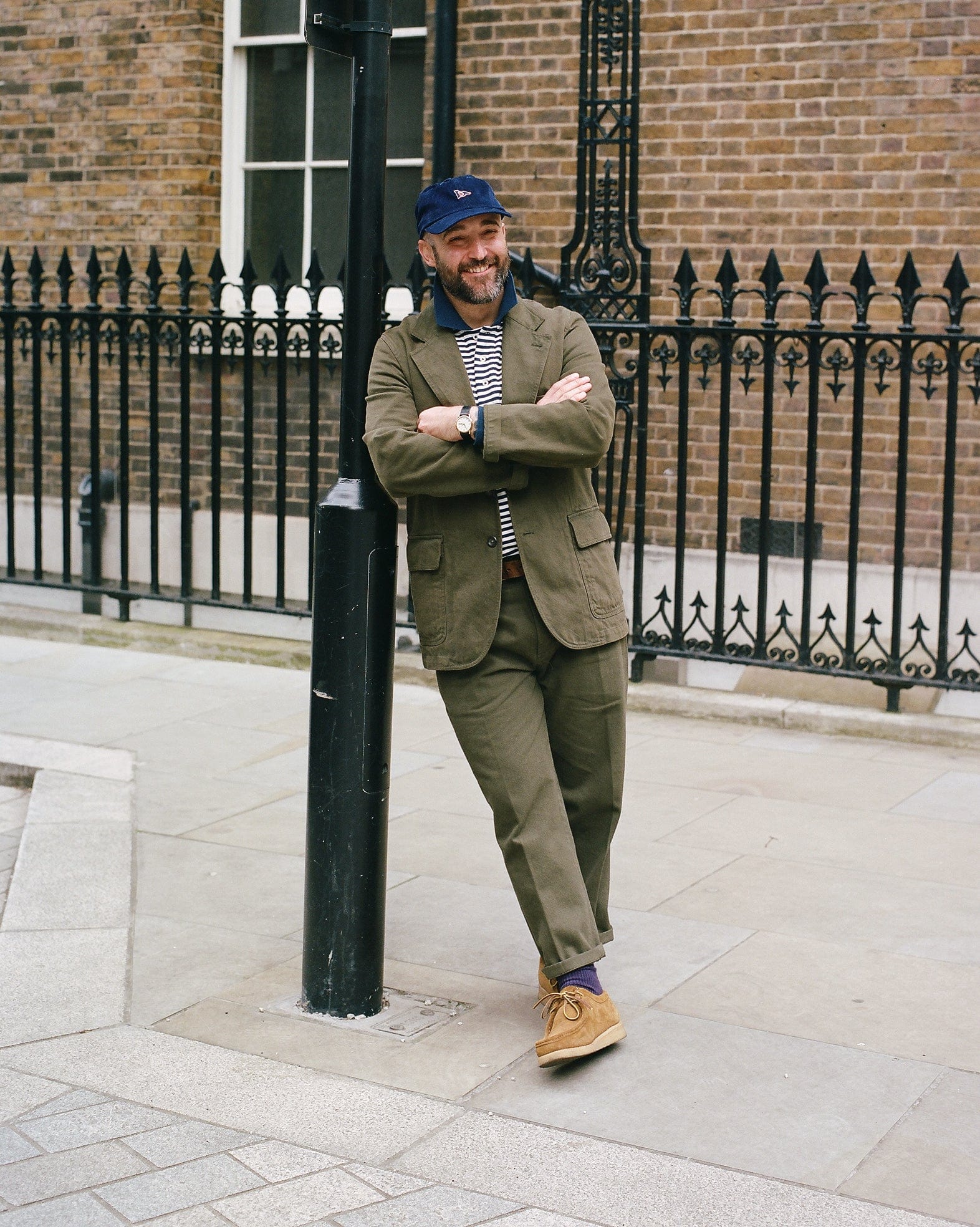 Navy 'D' Flag Emblem Cotton Corduroy Baseball Cap - Image 4