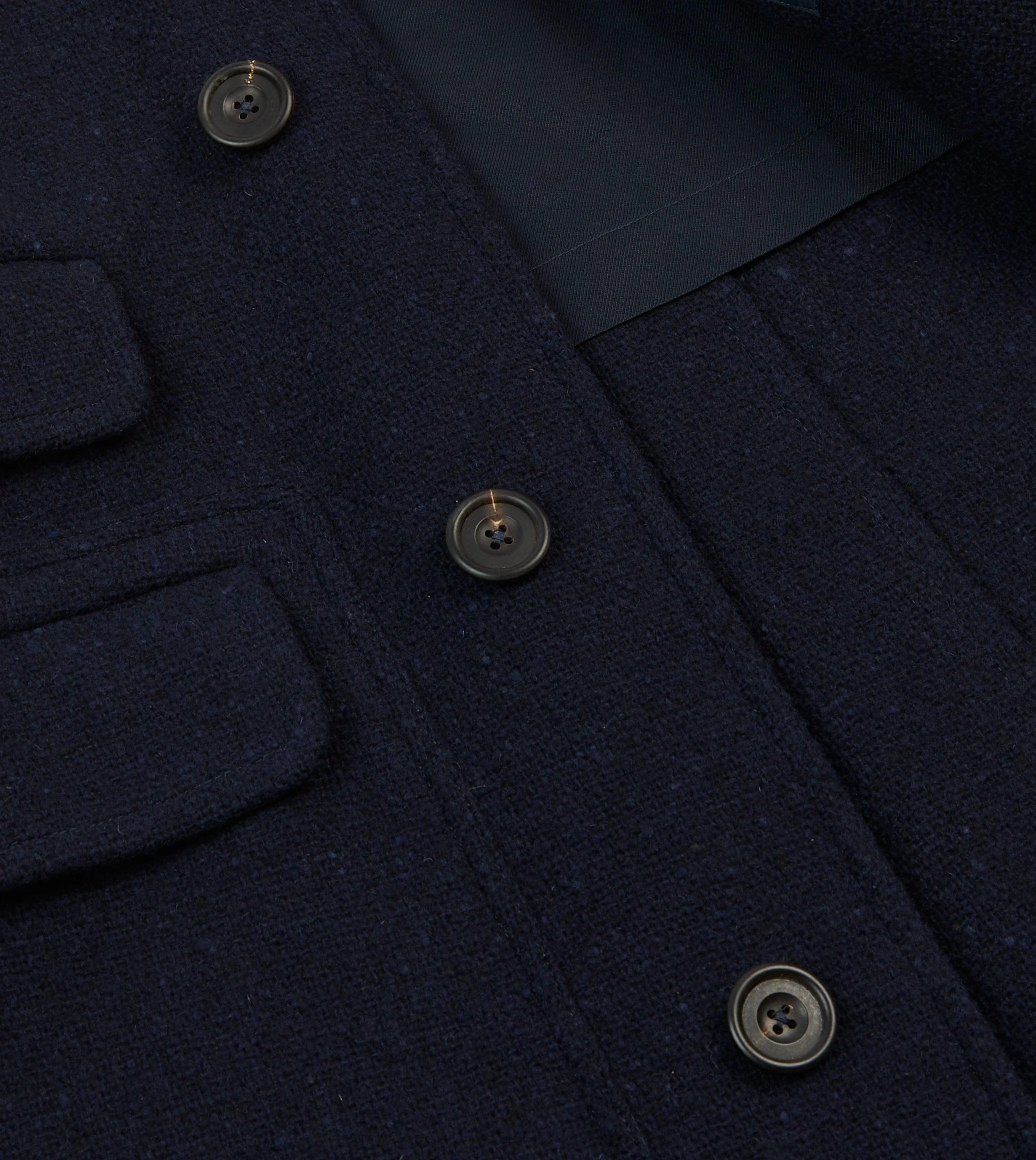Navy Donegal Wool Raglan Coat - Image 6