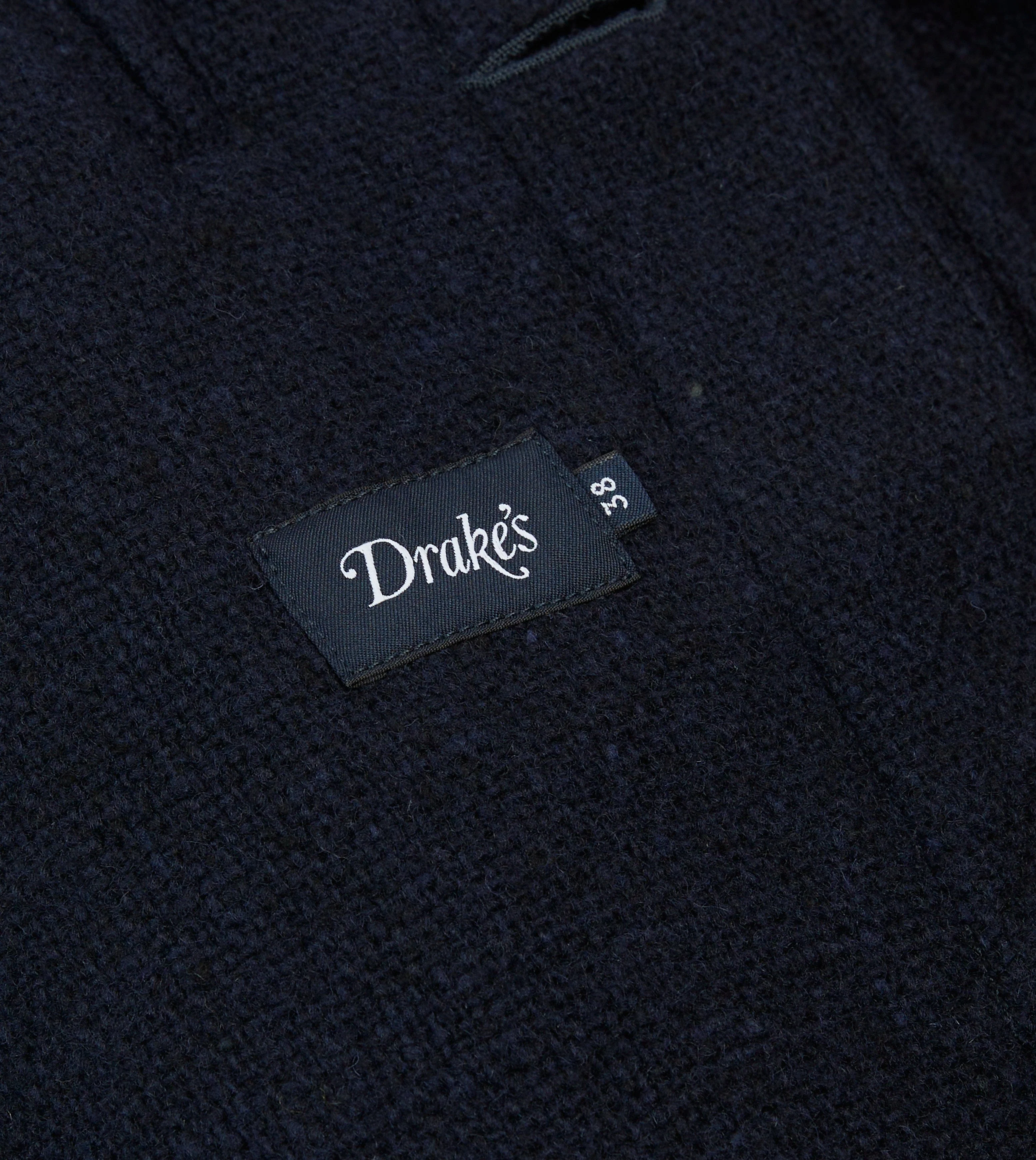 Navy Donegal Wool Raglan Coat - Image 8