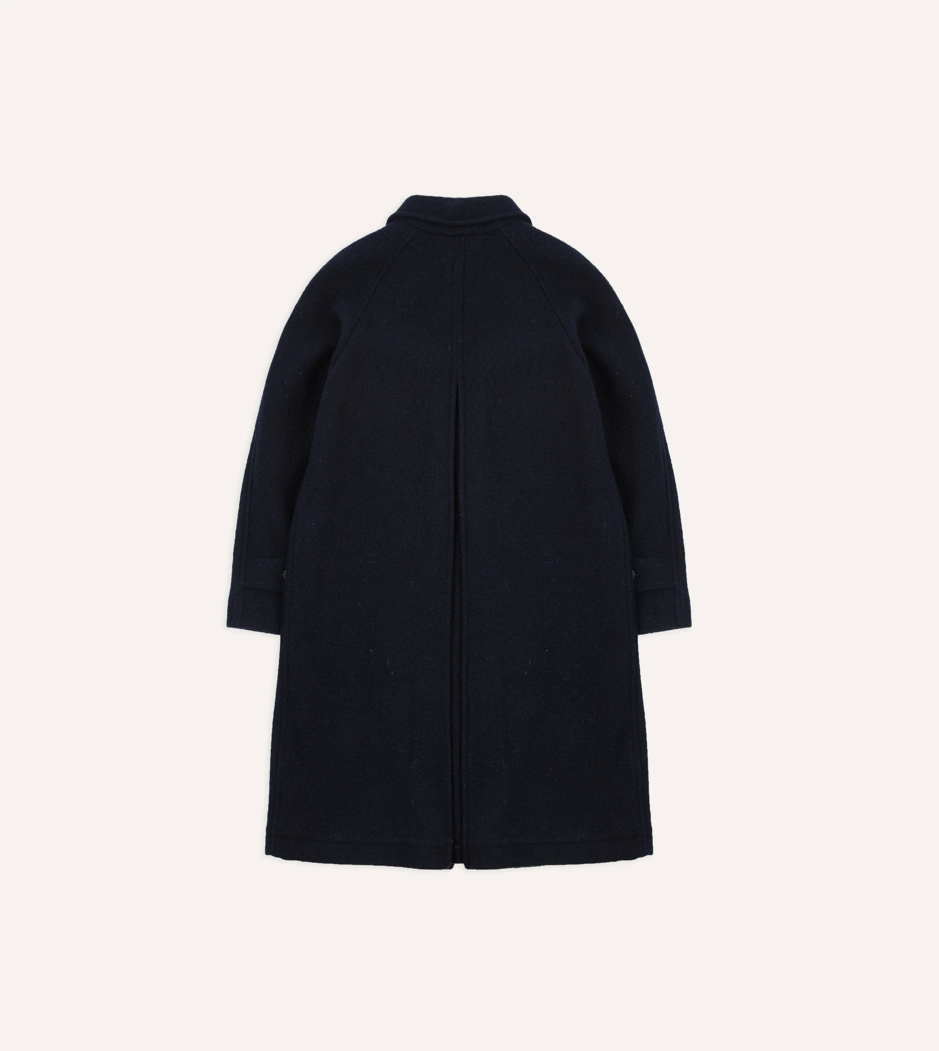Navy Donegal Wool Raglan Coat - Image 9