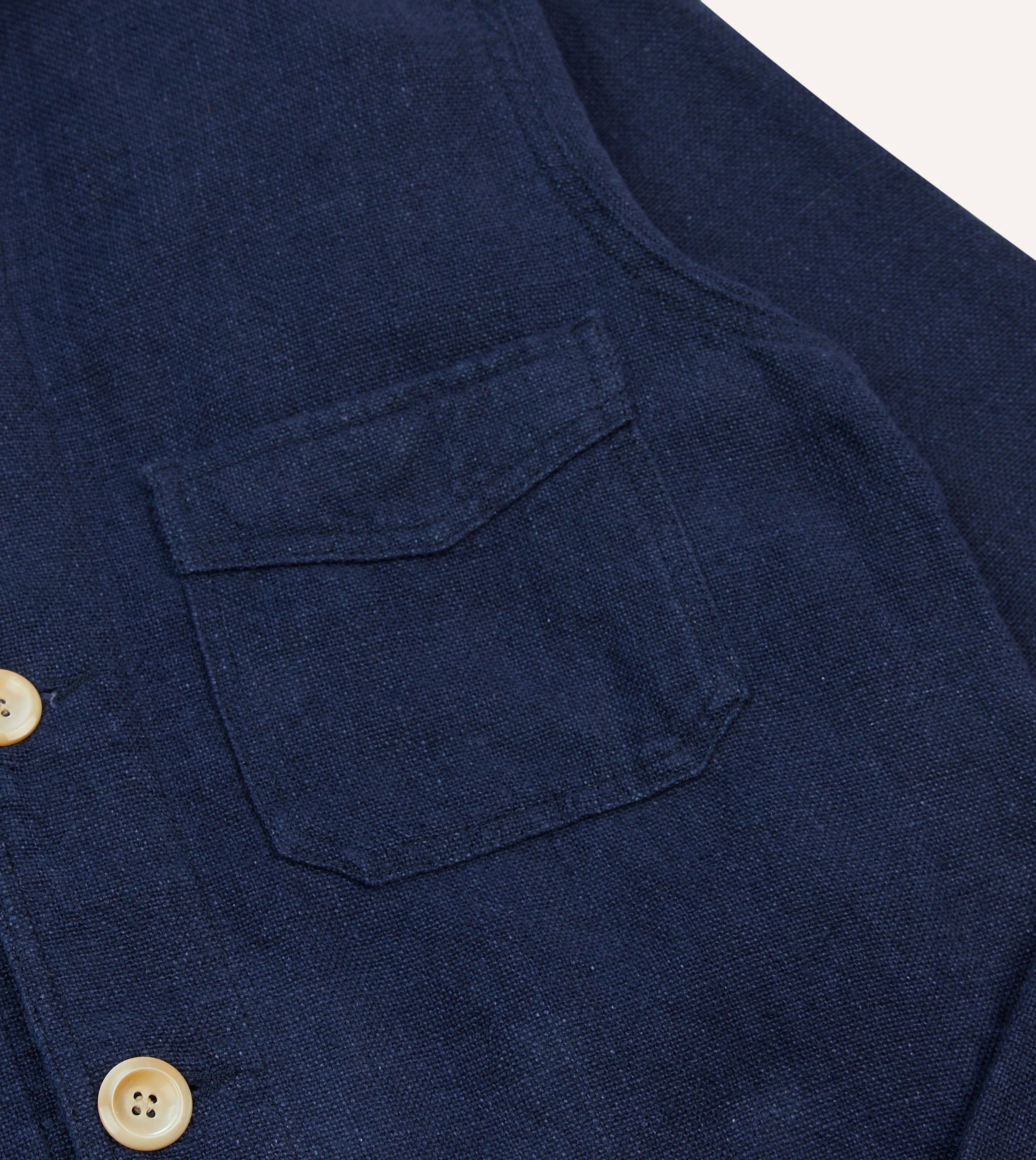 Navy Linen Five-Pocket Chore Jacket - Image 4
