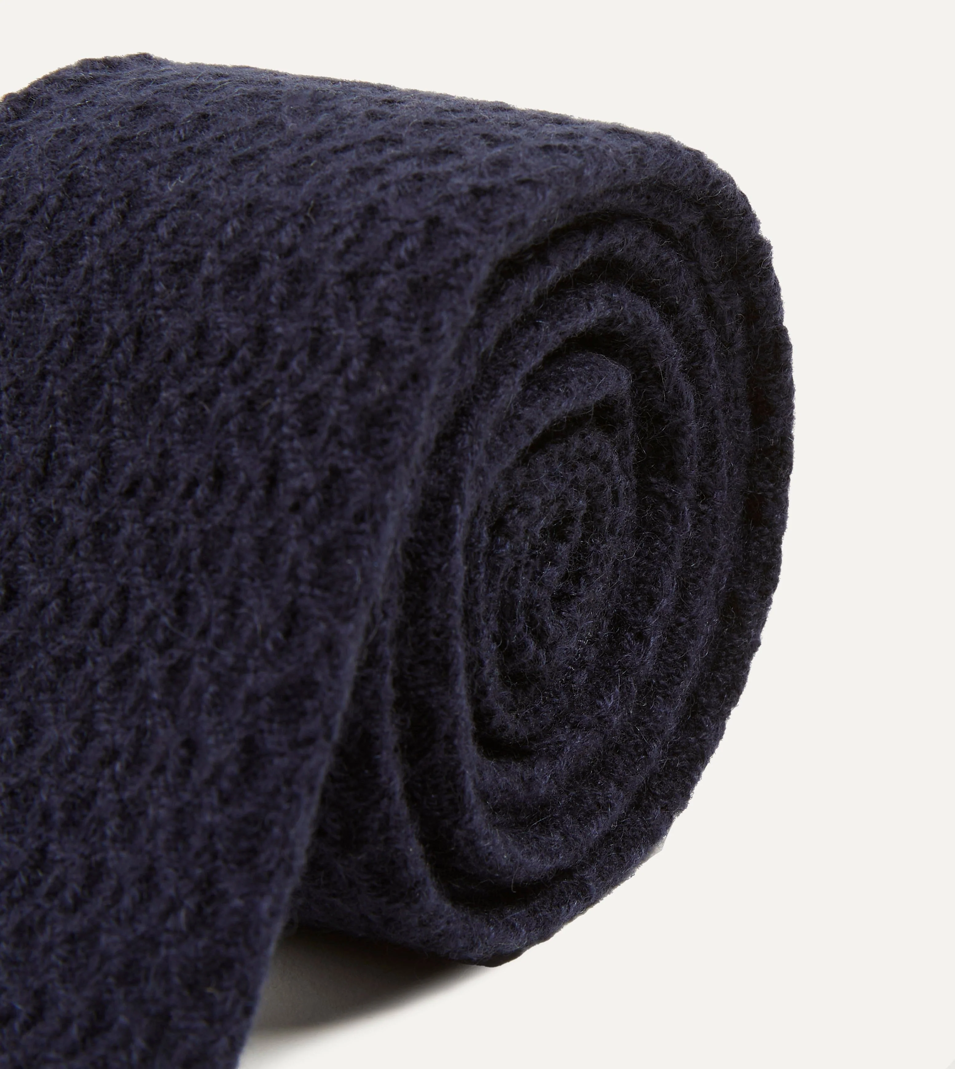 Navy Knitted Cashmere Wool Solid Colour Tie - Image 3