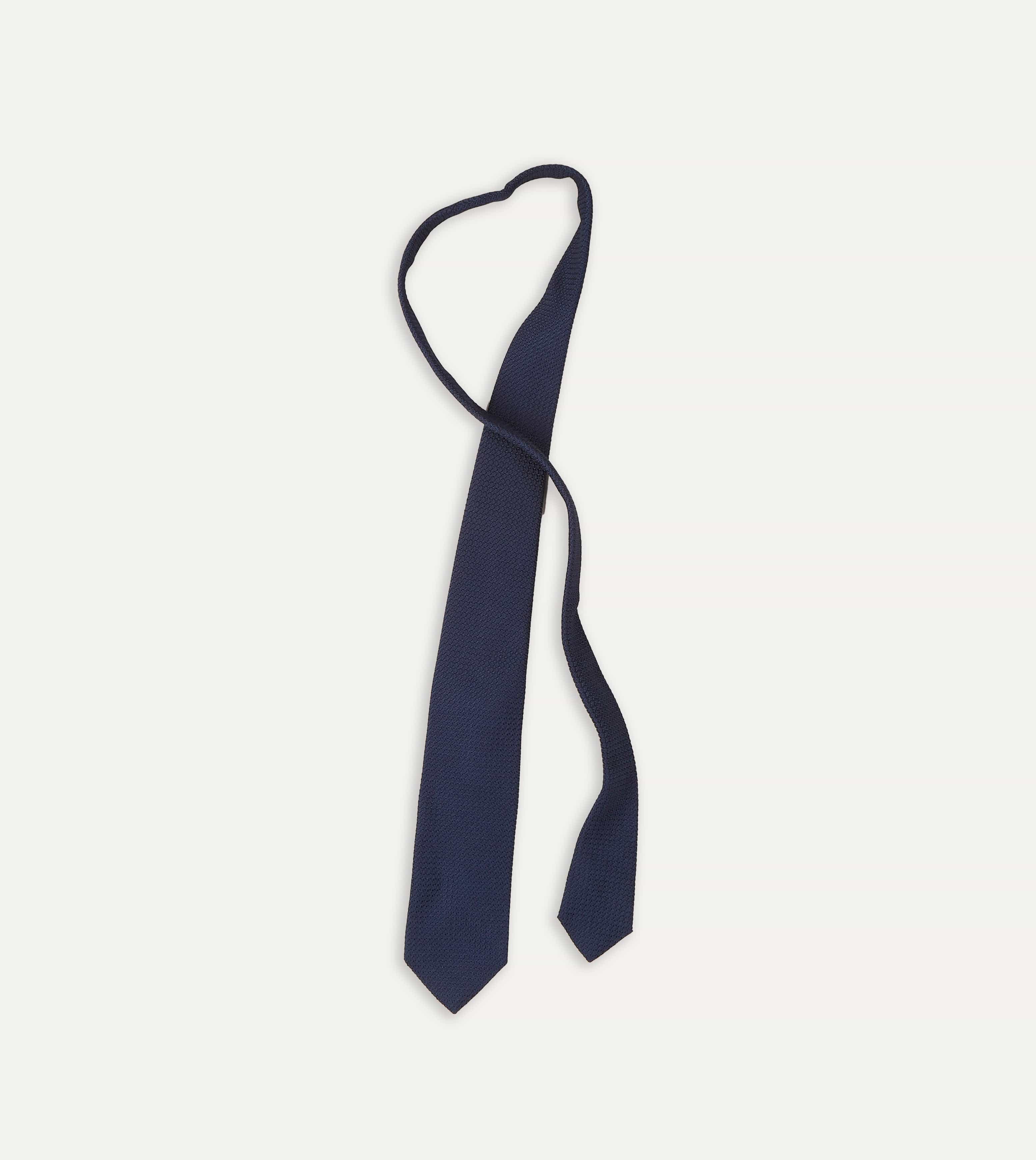 Navy Large Knot Grenadine Tipped Tie - Image 4
