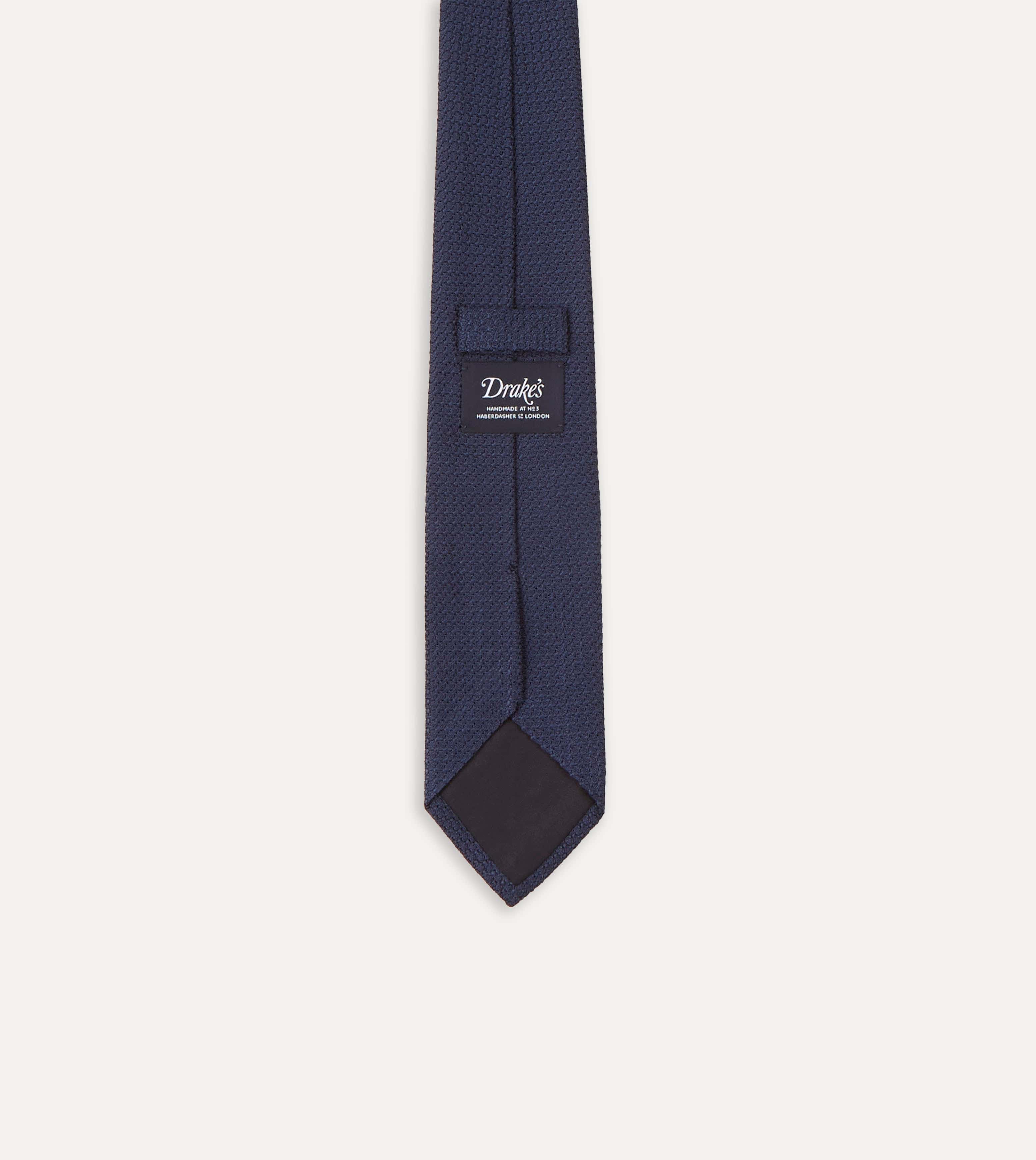 Navy Large Knot Grenadine Tipped Tie - Image 5