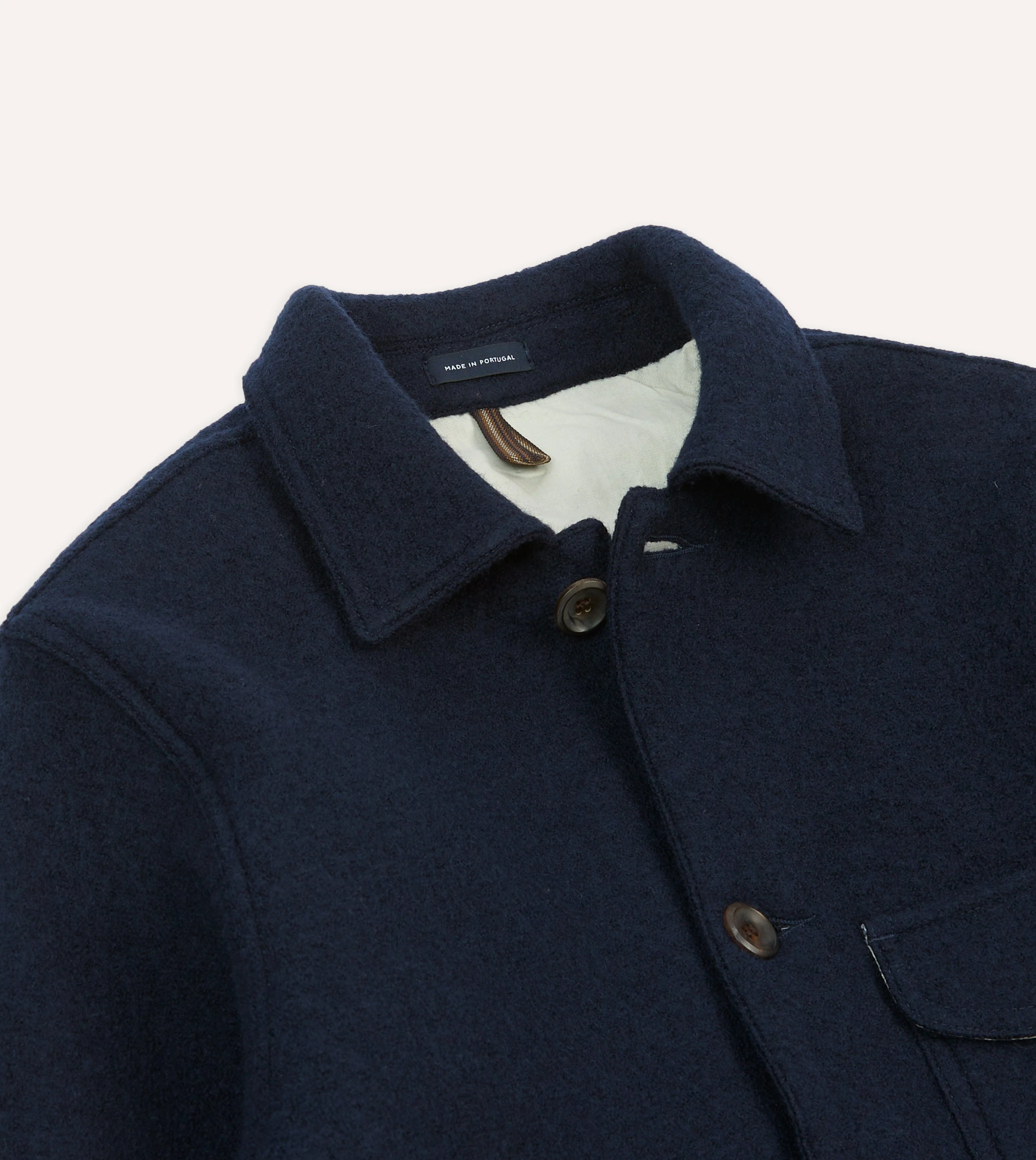 Navy Wool Three-Pocket Chore Jacket - Image 3