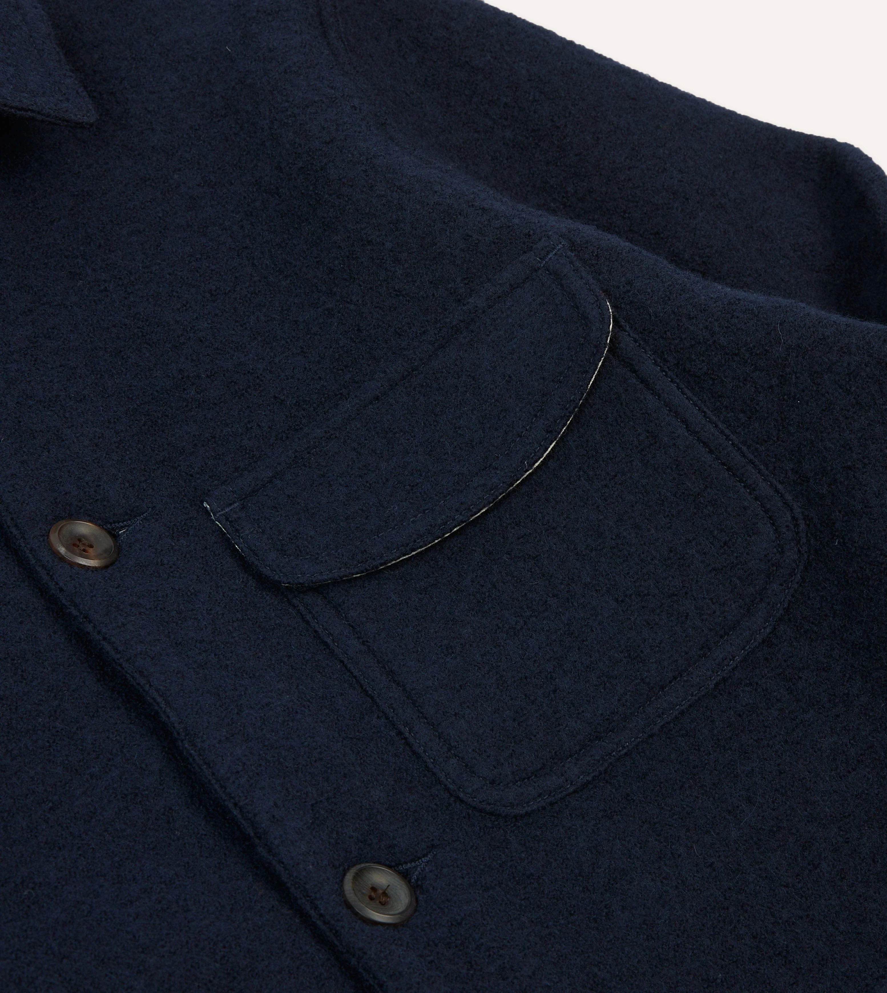Navy Wool Three-Pocket Chore Jacket - Image 4