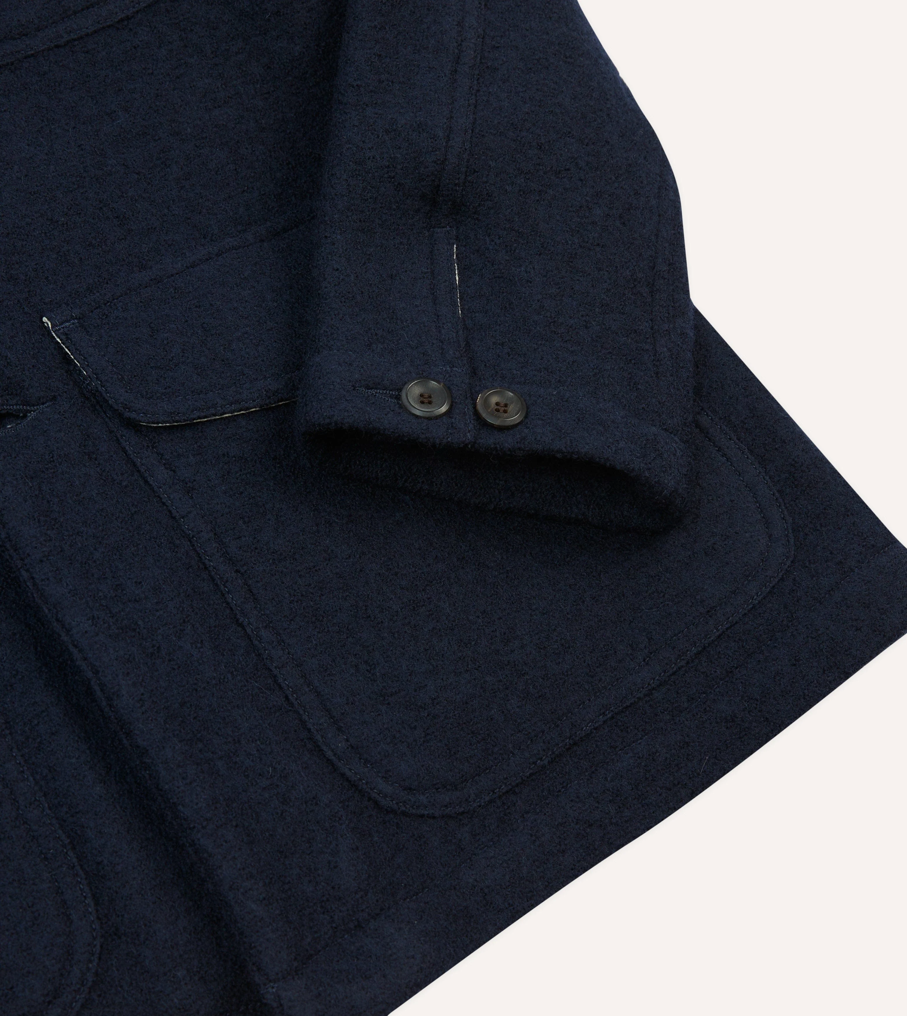Navy Wool Three-Pocket Chore Jacket - Image 5