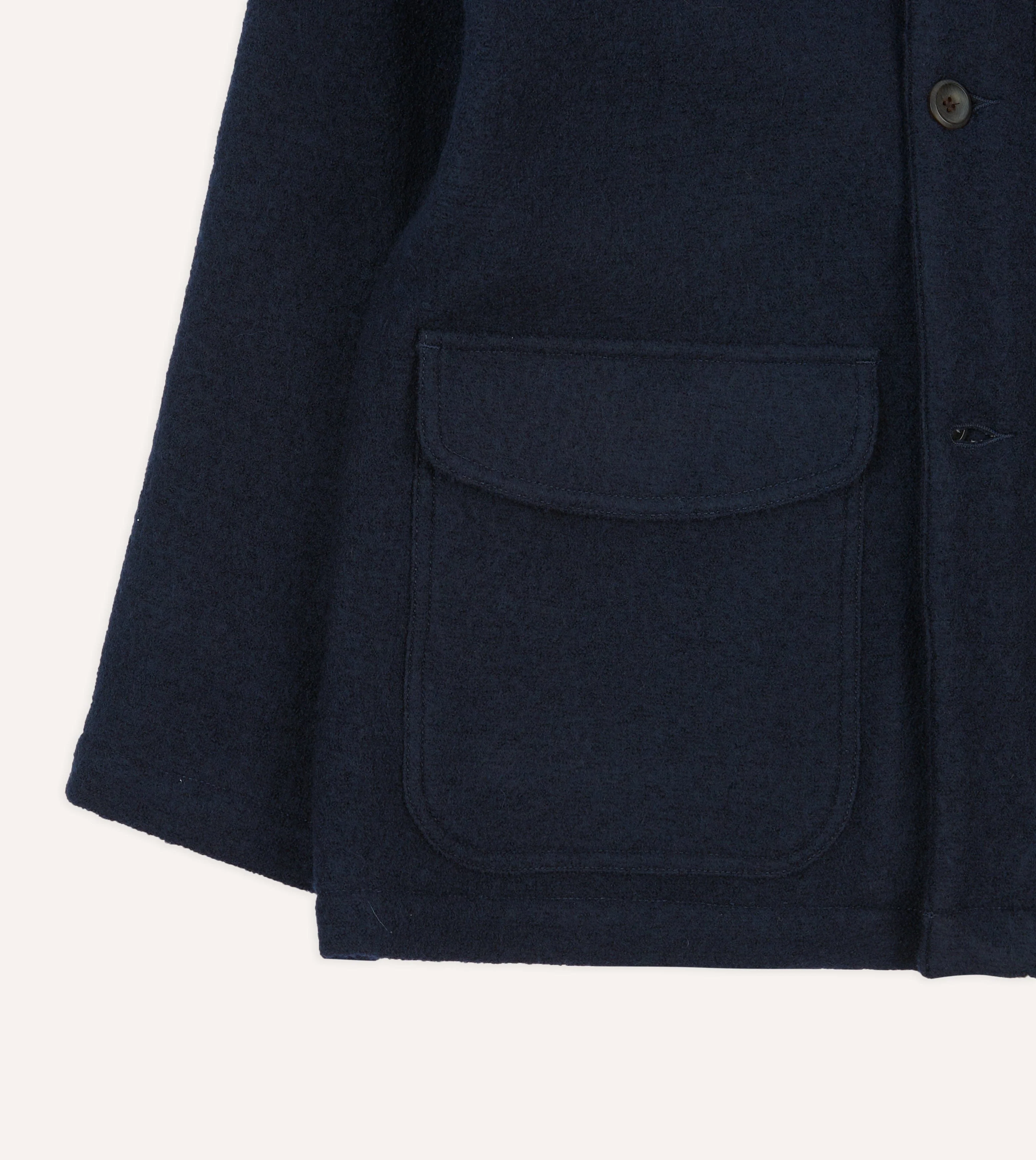 Navy Wool Three-Pocket Chore Jacket - Image 6