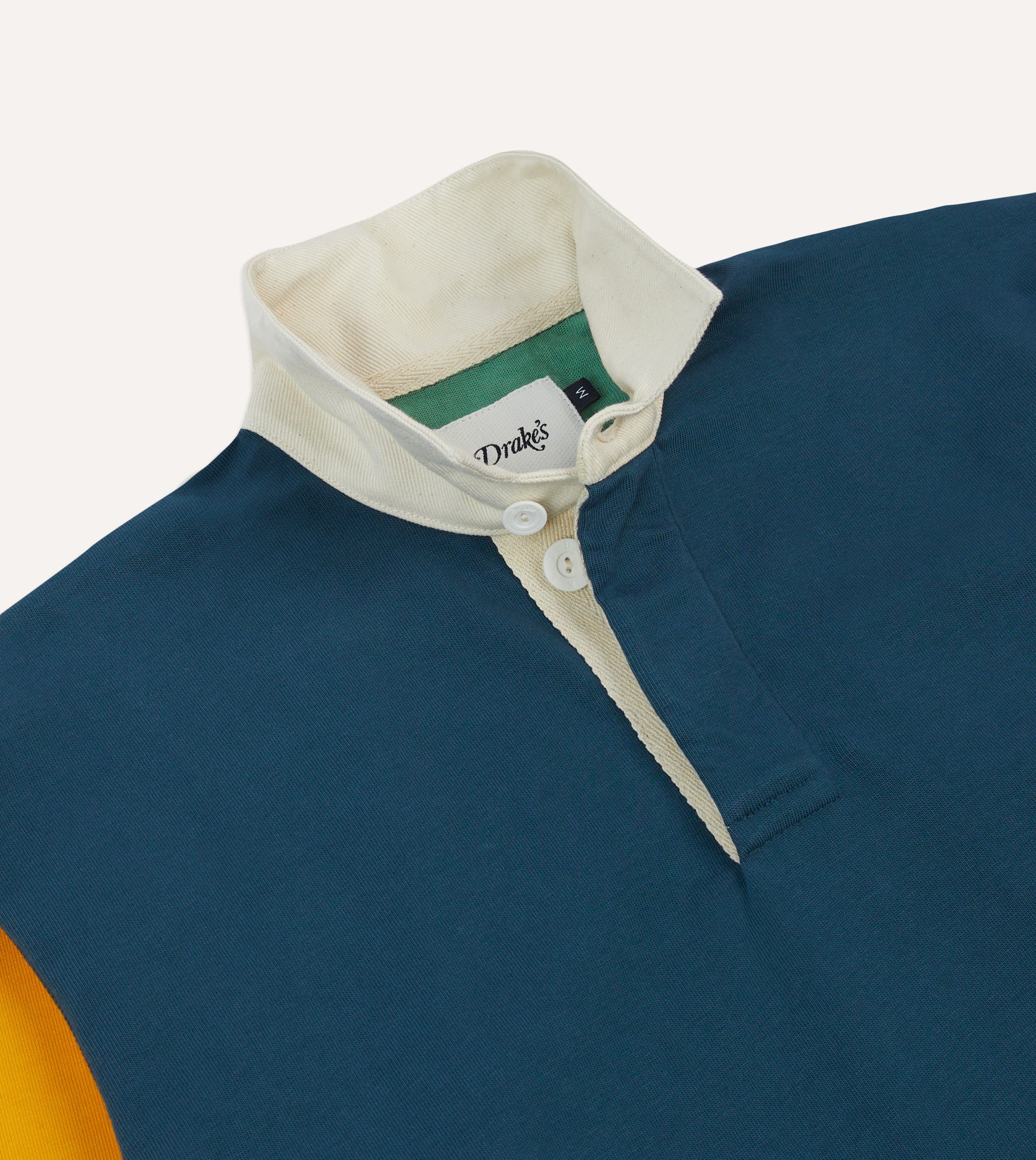 Navy, Yellow, Red and Green Colourblock Cotton Rugby Shirt - Image 4