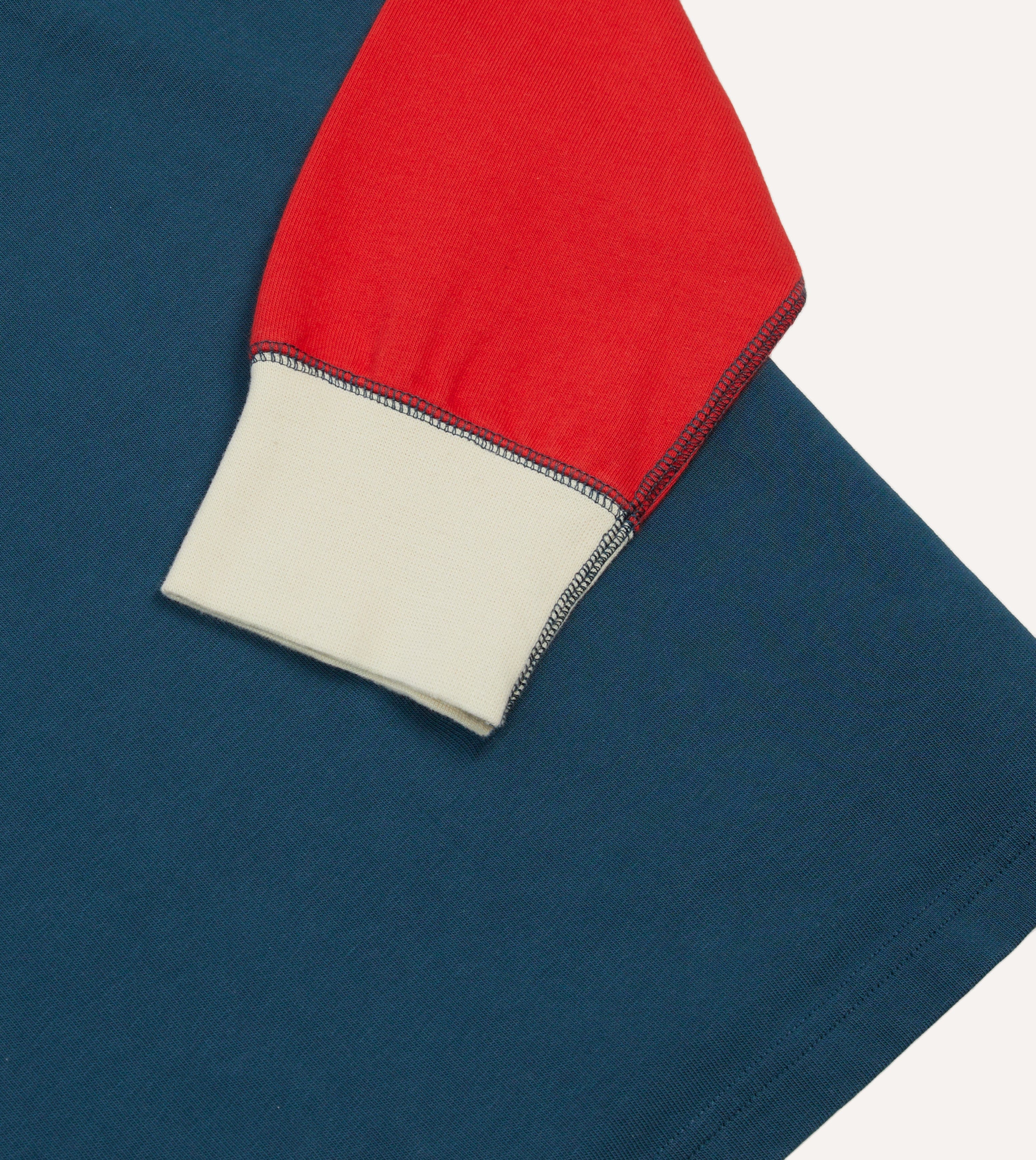 Navy, Yellow, Red and Green Colourblock Cotton Rugby Shirt - Image 5