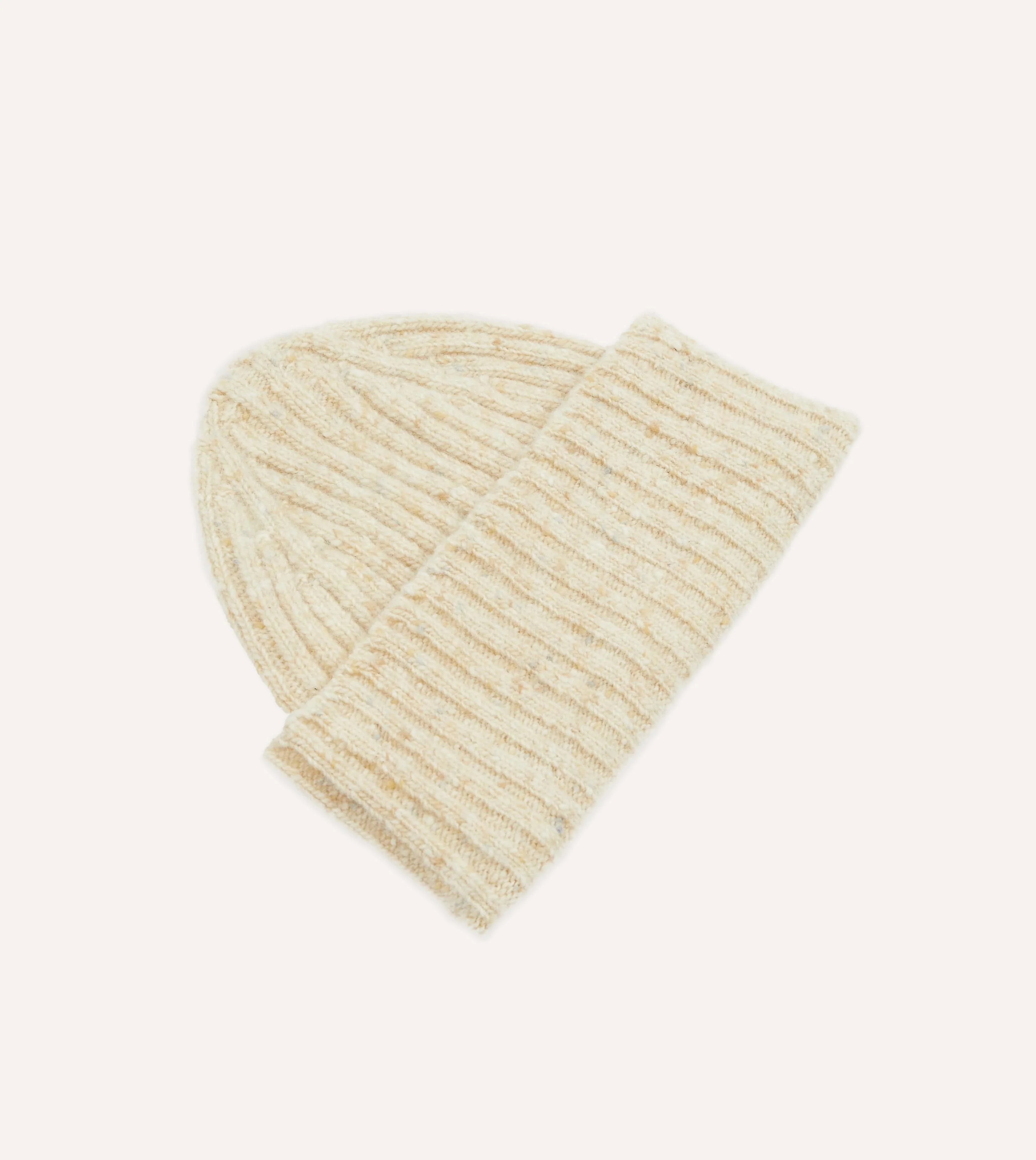 Oatmeal Ribbed Merino Donegal Knit Cap - Image 4