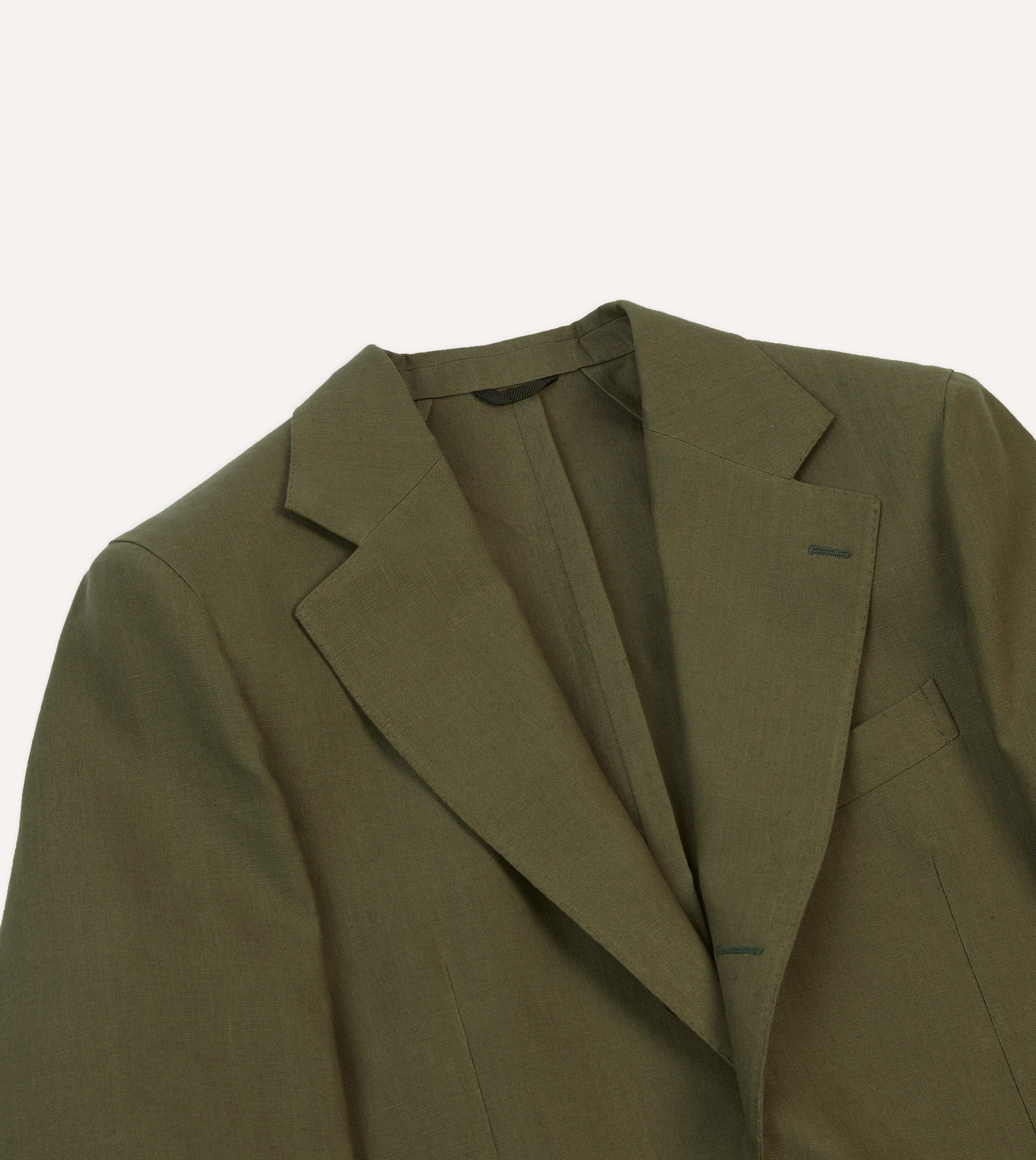Olive Irish Linen Tailored Jacket - Image 3