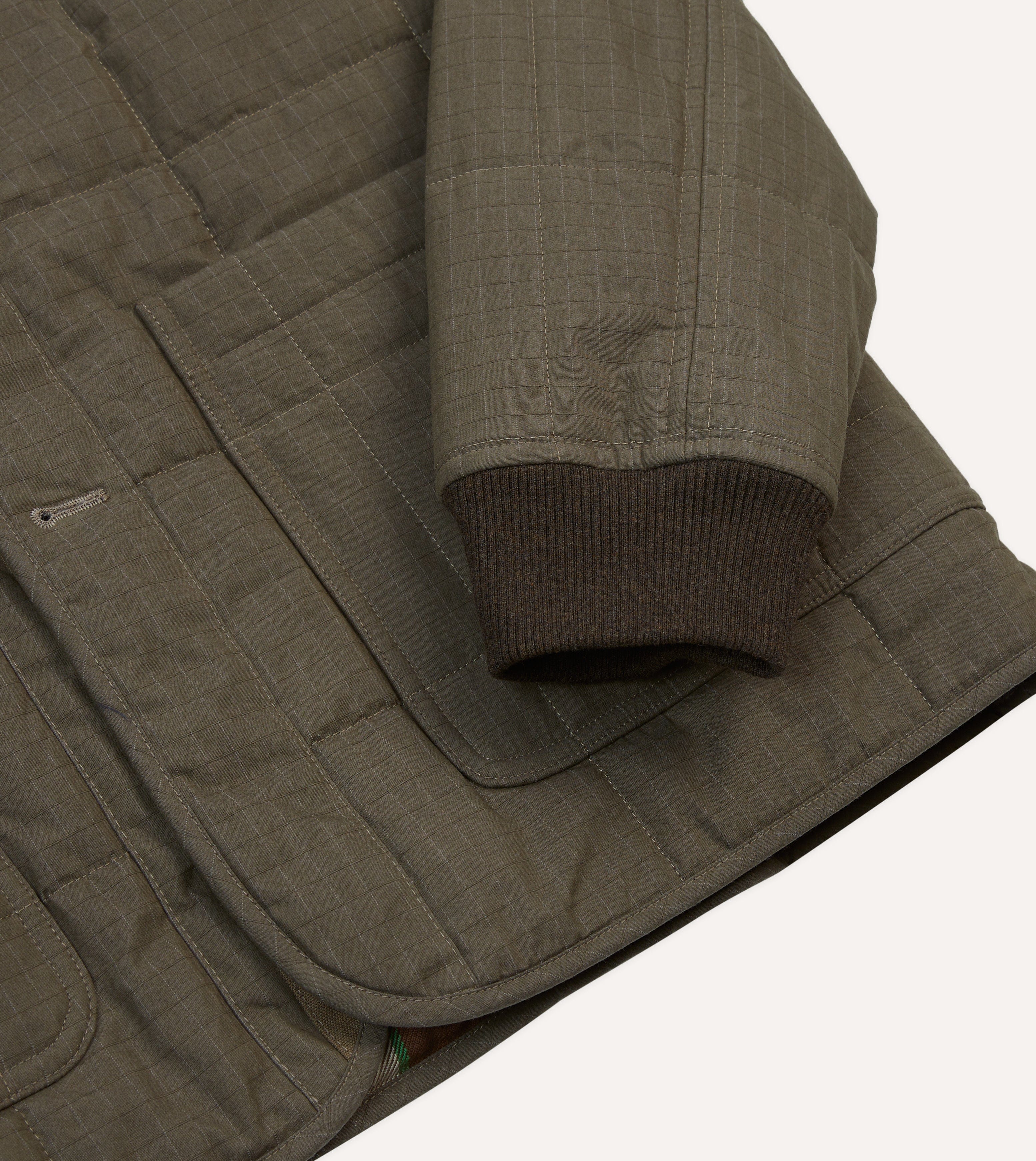 Olive Ripstop Quilted Chore Jacket - Image 5